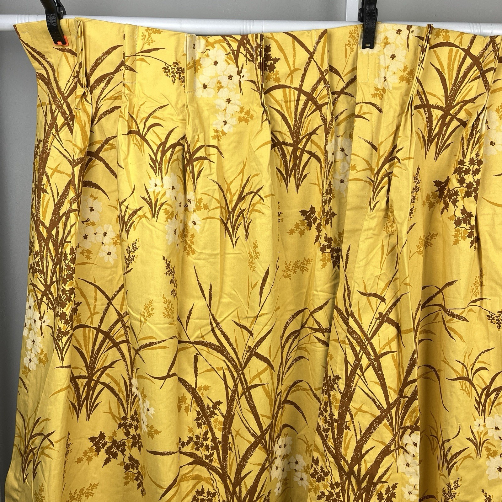 VTG Sears Pinch Pleat Curtain Panels Thermalgard Gold Yellow Floral Cottagecore VTG Sears Pinch Pleat Curtain Panels Thermalgard Gold Yellow Floral Cottagecore