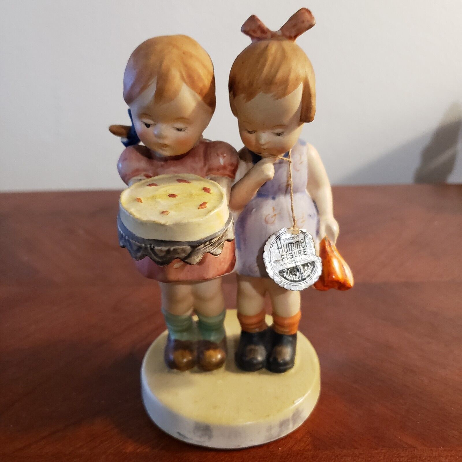 Vintage Goebel Hummel Happy Birthday Girls Holding Cake Figurine With Tag