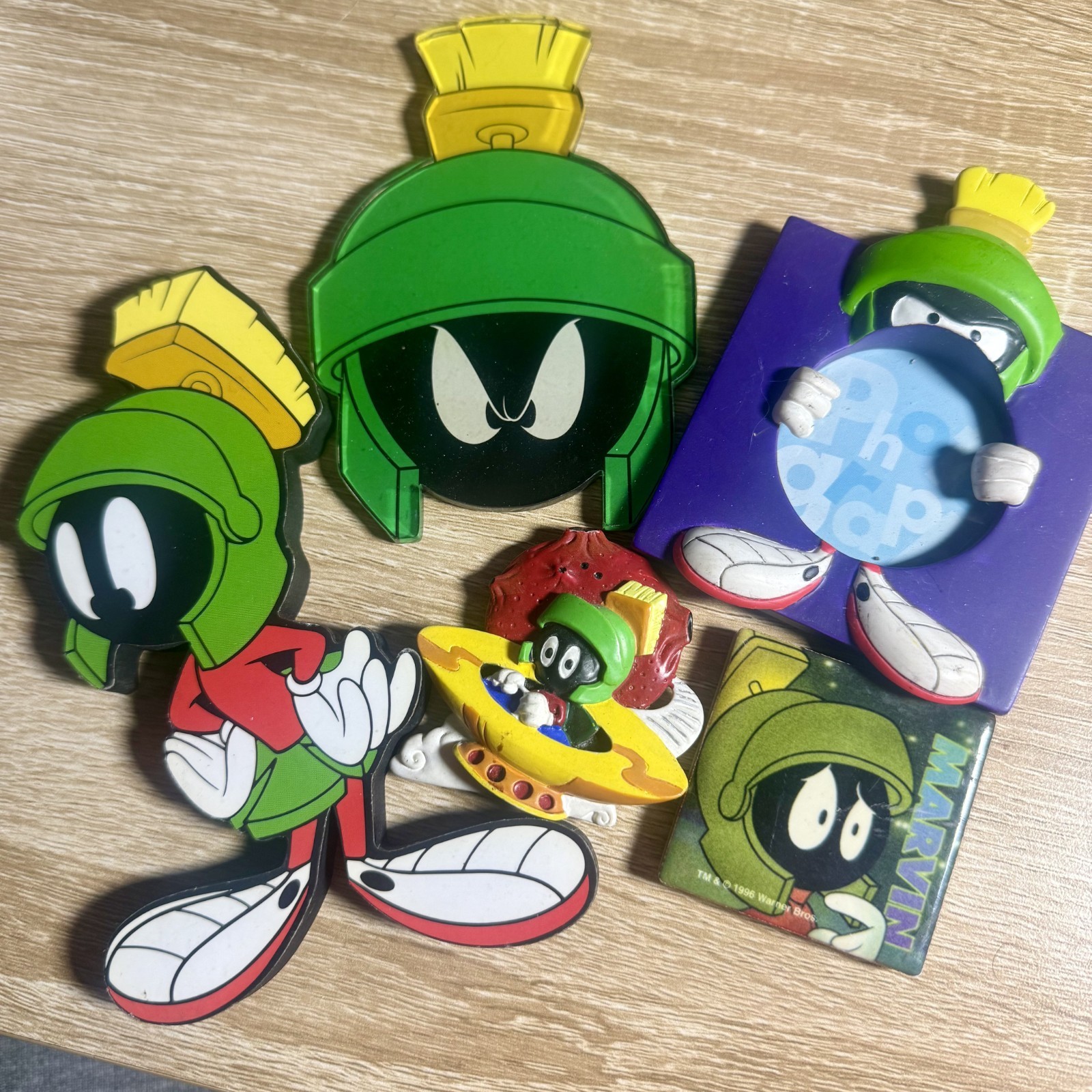 Lot of 5 Vintage Marvin the Martian Refrigerator Magnets Warner Bros 1990s