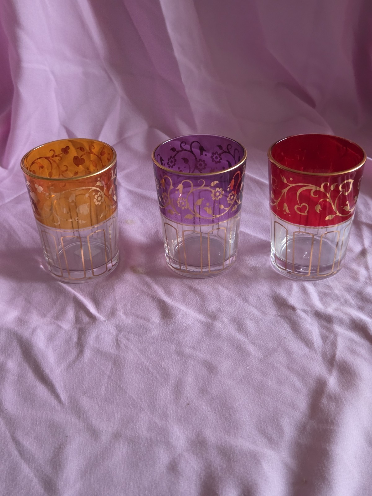 Partylite Global Fusion Candle Holders Votives Retired Set of 3 Purple Gold Red Partylite Global Fusion Candle Holders Votives Retired Set of 3 Purple Gold Red
