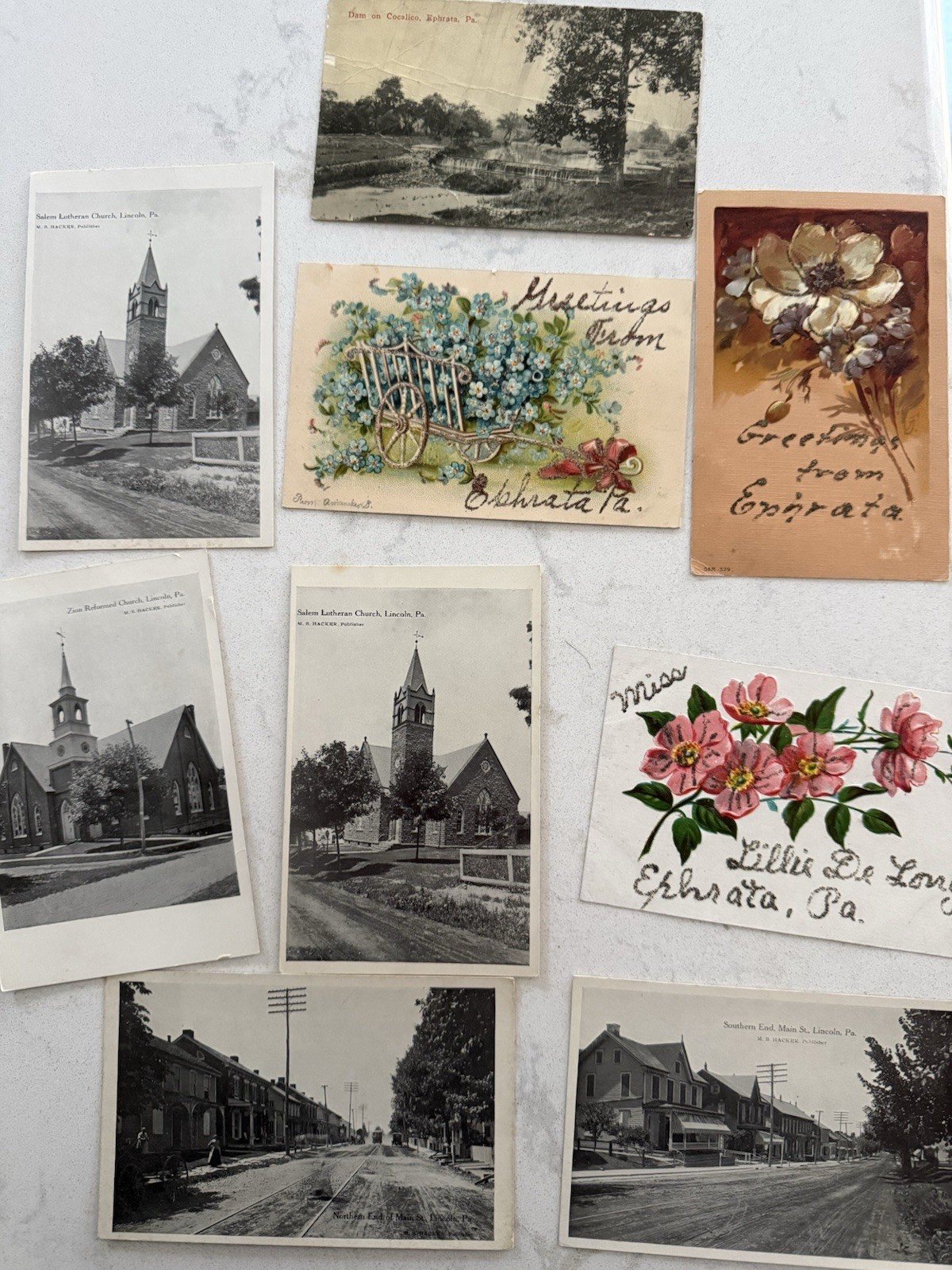 Antique Postcards Lot Vintage American Cities & Towns 1900s LINCOLN EPHRATA PA Antique Postcards Lot Vintage American Cities & Towns 1900s LINCOLN EPHRATA PA
