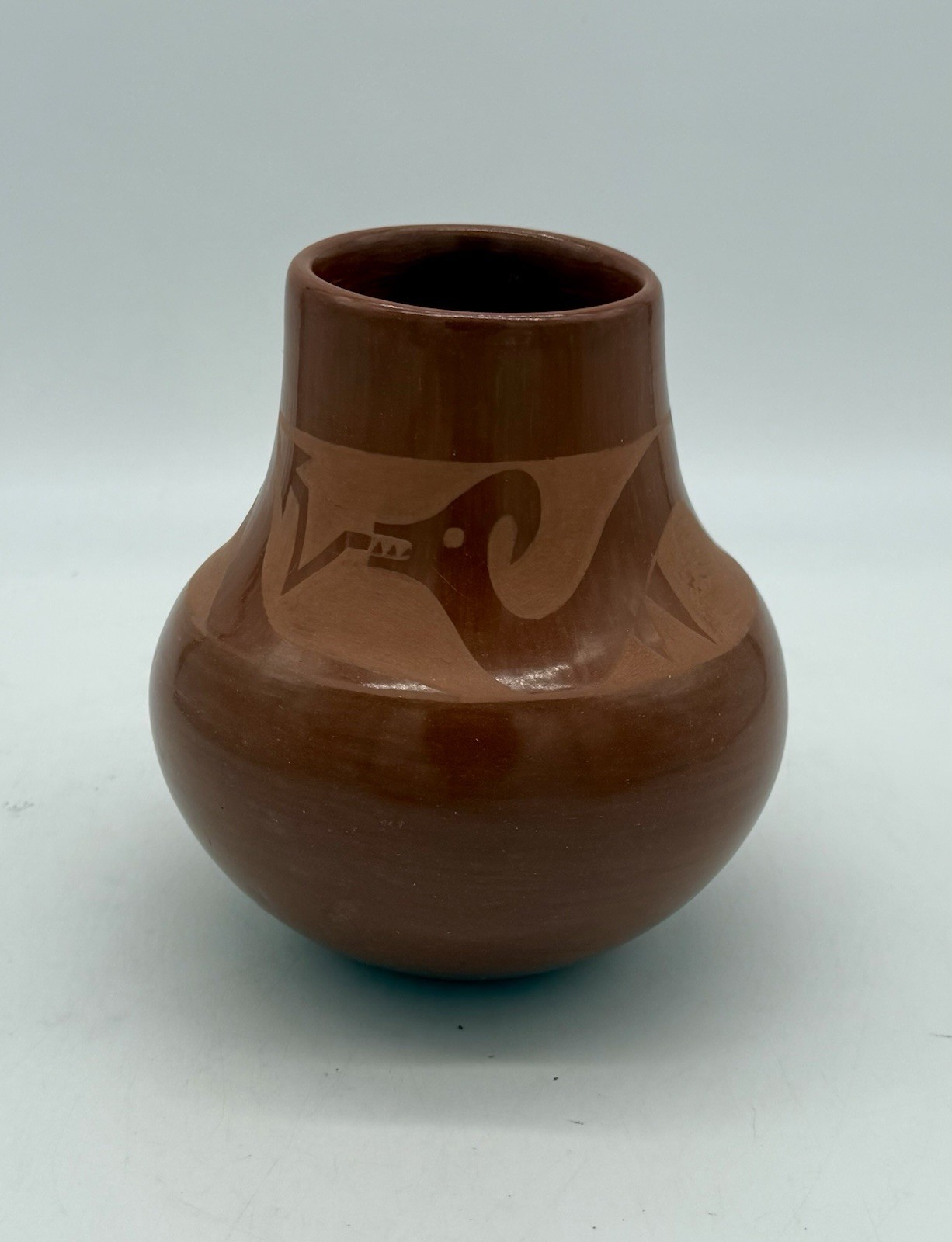 San Ildefonso Pueblo Redware Pottery vase by Juan Tafoya (1949-2006) San Ildefonso Pueblo Redware Pottery vase by Juan Tafoya (1949-2006)
