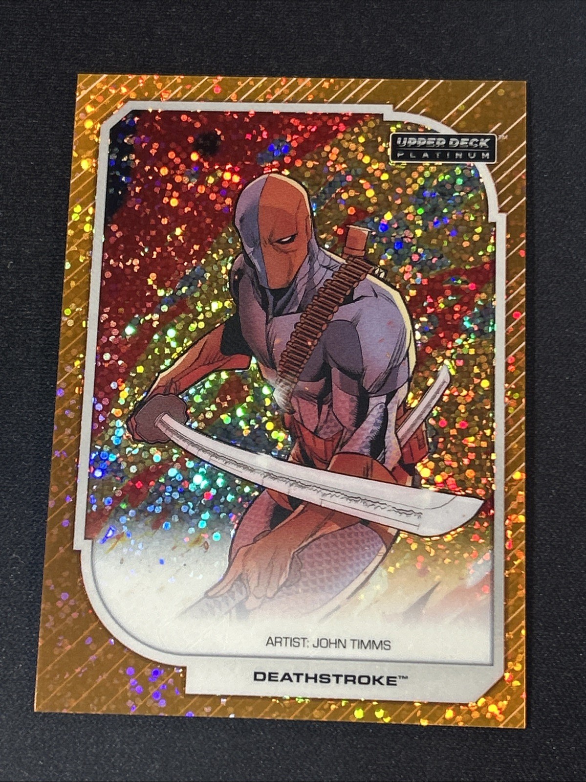 Deathstroke 2026 Upper Deck Platinum DC #53 Orange Sparkle /33 Sword Variation
