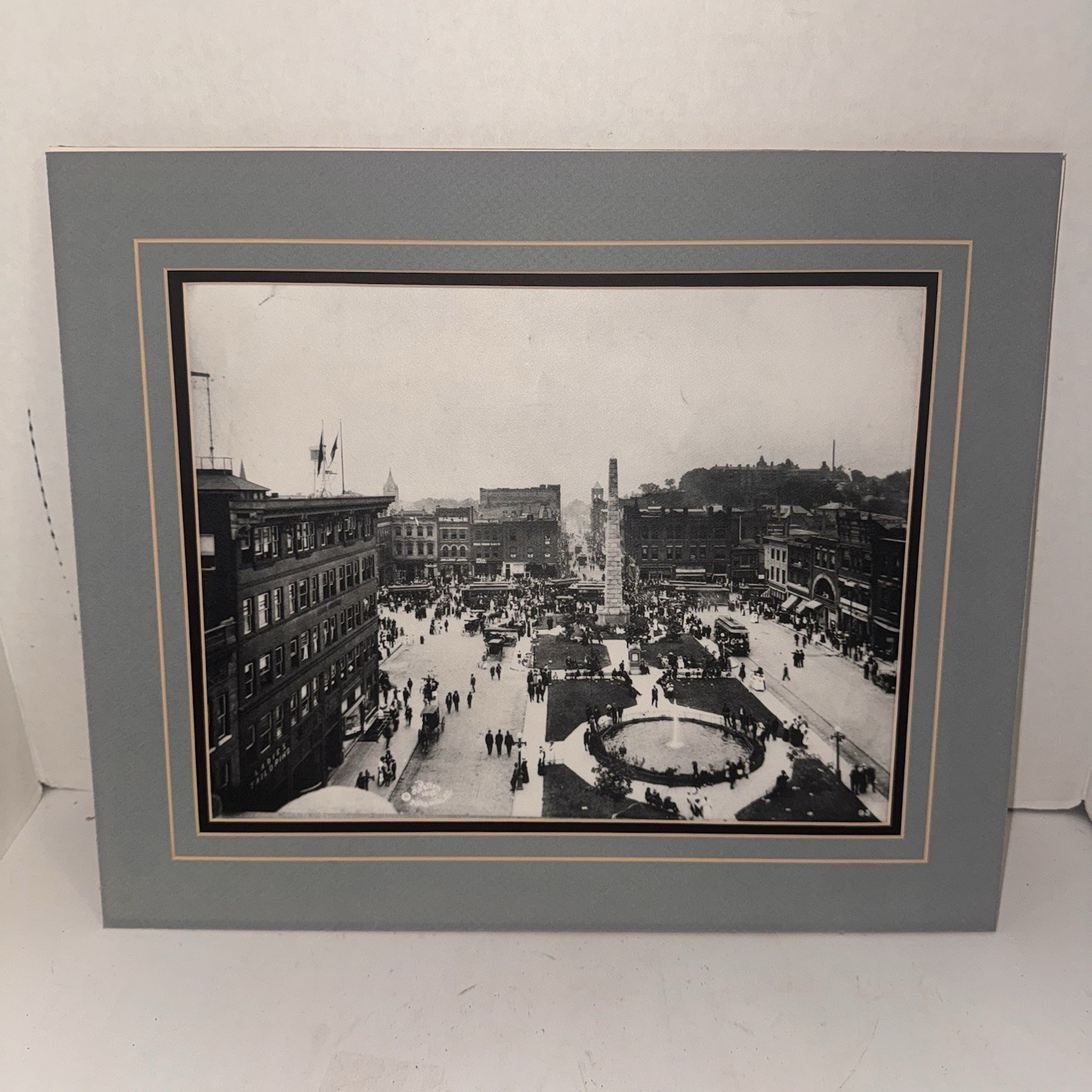 Vintage Asheville NC Pack Square Vance Monument Historic Matted Photo Print Vintage Asheville NC Pack Square Vance Monument Historic Matted Photo Print