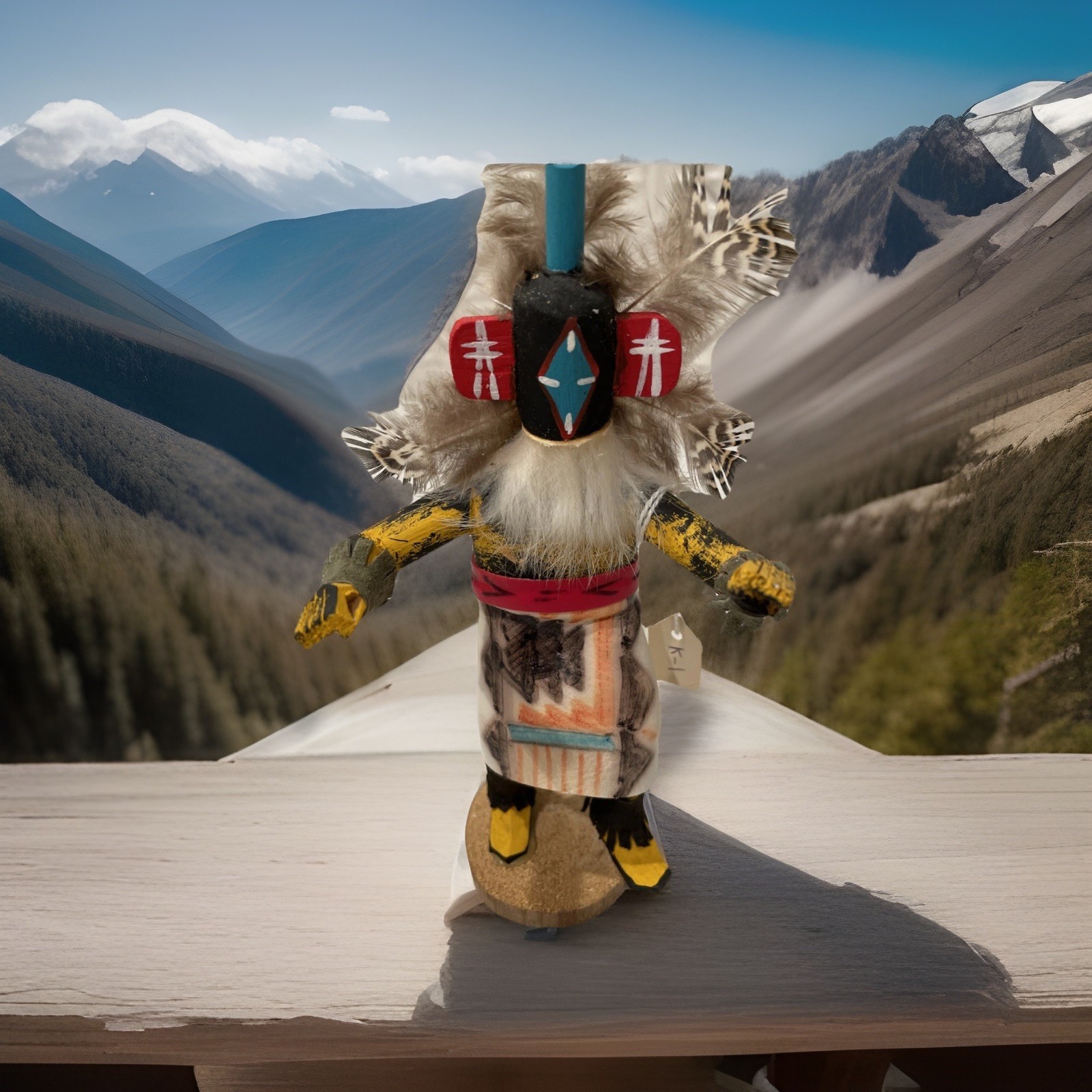 Vintage Hopi Kachina Doll Chasing Star HandCarved Signed By E.W. 8in 1980s-1990s Vintage Hopi Kachina Doll Chasing Star HandCarved Signed By E.W. 8in 1980s-1990s
