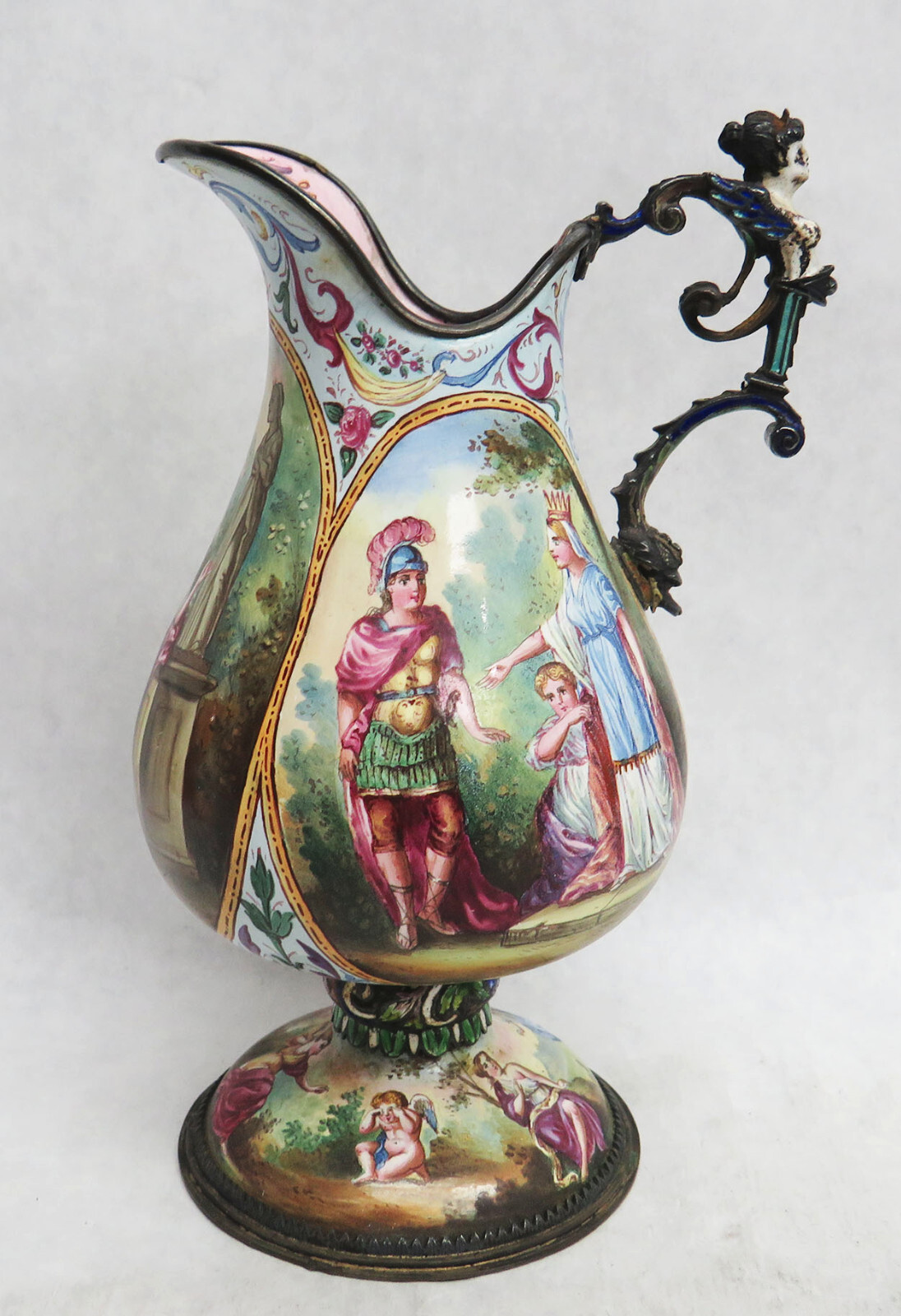 MAGNIFICENT 1870's VIENNESE AUSTRIAN ENAMEL ON BRONZE 5" CREAM POT MAGNIFICENT 1870's VIENNESE AUSTRIAN ENAMEL ON BRONZE 5" CREAM POT