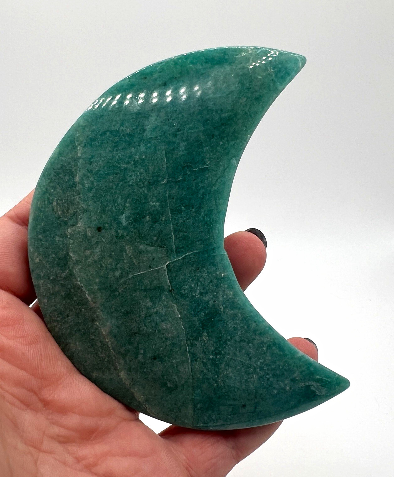 Large Amazonite Crescent Moon Crystal Carving 3.94” Polished Natural Stone Large Amazonite Crescent Moon Crystal Carving 3.94” Polished Natural Stone