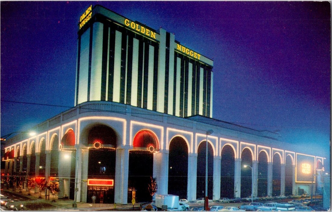 Vintage Golden Nugget Atlantic City NJ Postcard - Twilight View Chrome Vintage Golden Nugget Atlantic City NJ Postcard - Twilight View Chrome