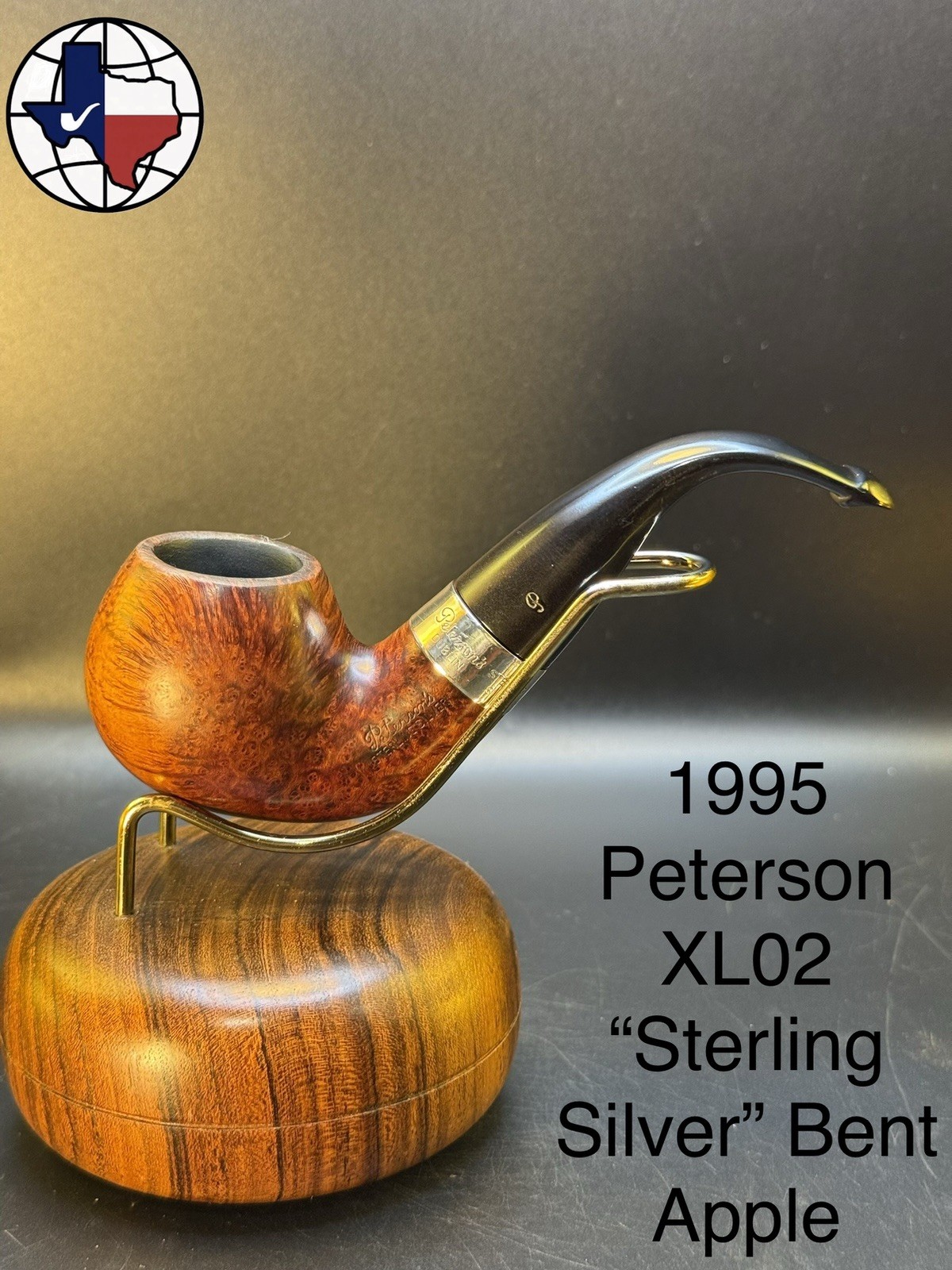 Vintage 1995 Peterson XL02 “Sterling Silver” Bent Apple Tobacco Pipe Vintage 1995 Peterson XL02 “Sterling Silver” Bent Apple Tobacco Pipe