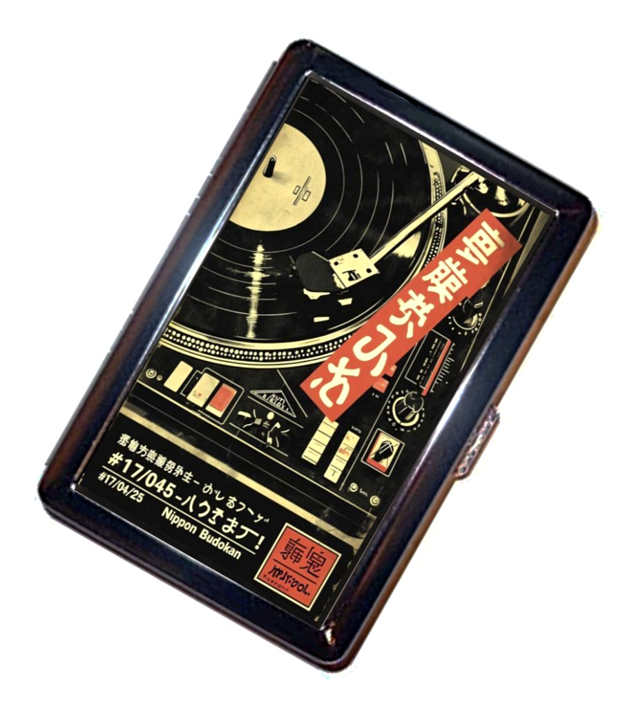 Japanese Retro Music Record turntable image Cigarette Case Wallet Japanese Retro Music Record turntable image Cigarette Case Wallet