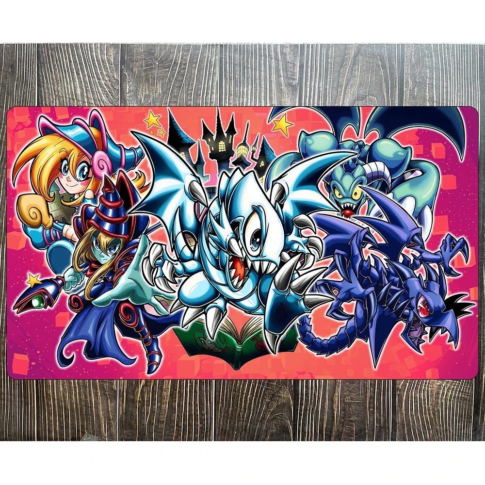 Yu-Gi-Oh Playmat Dark Magician Blue Eyes Red Eyes 600x350mm TCG Mat Yu-Gi-Oh Playmat Dark Magician Blue Eyes Red Eyes 600x350mm TCG Mat
