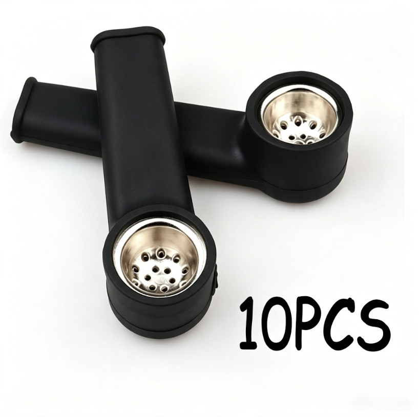 10PCS Portable Silicone Pipe Stainless Bowl With Lid Easy Clean Hand Pipe