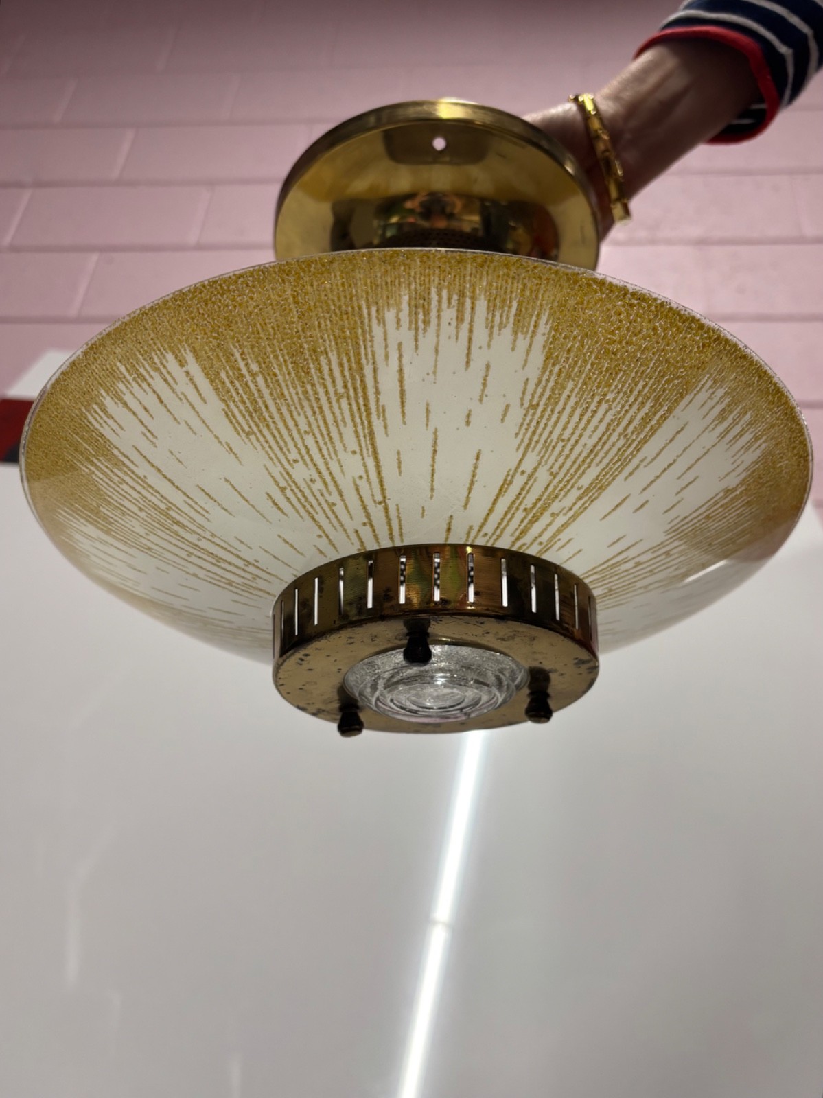 Vintage Lightolier Flying Saucer Mid Century Ceiling Light Fixture Lamp Thurston Vintage Lightolier Flying Saucer Mid Century Ceiling Light Fixture Lamp Thurston