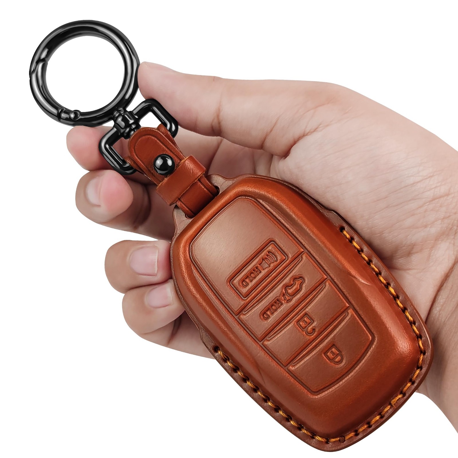 Tukellen Toyota Key Fob Cover Leather Case 4/5 Buttons - Brown for 2025-2026 Tukellen Toyota Key Fob Cover Leather Case 4/5 Buttons - Brown for 2025-2026