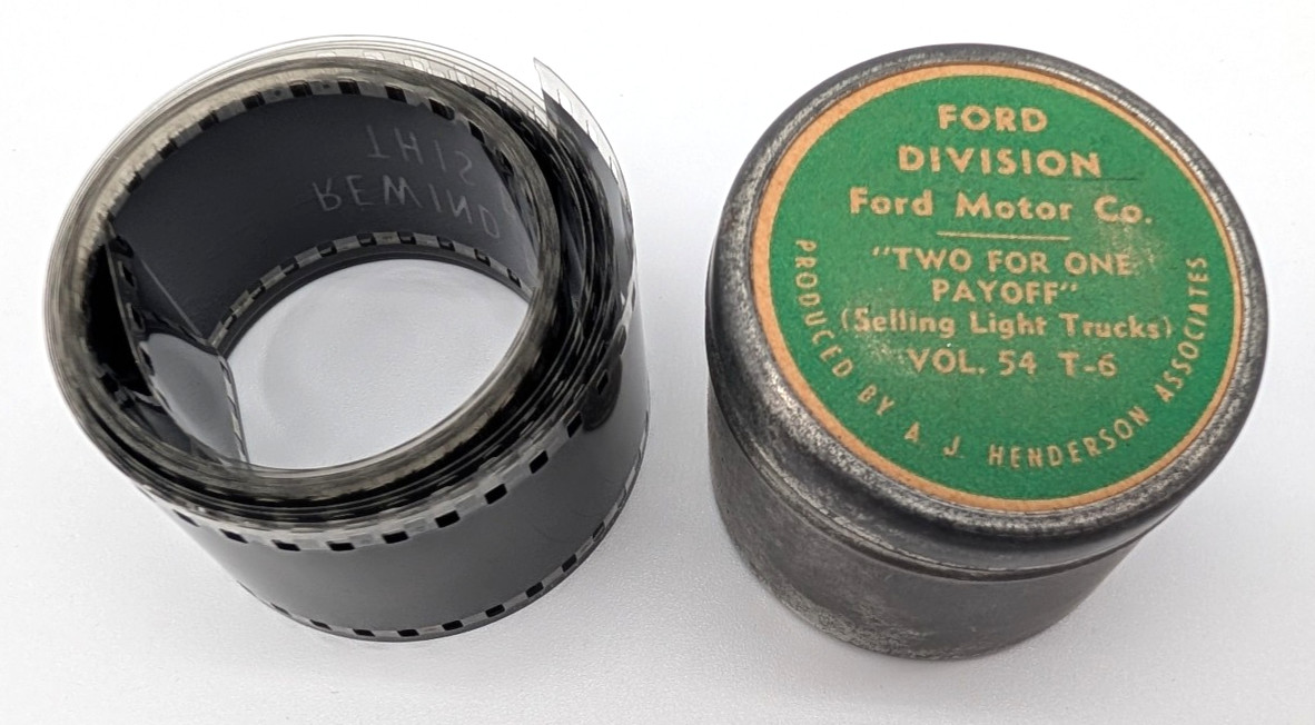 Vtg 1950s Ford Light Truck Sales Training Filmstrip Vol 54 T-6 Metal Canister Vtg 1950s Ford Light Truck Sales Training Filmstrip Vol 54 T-6 Metal Canister