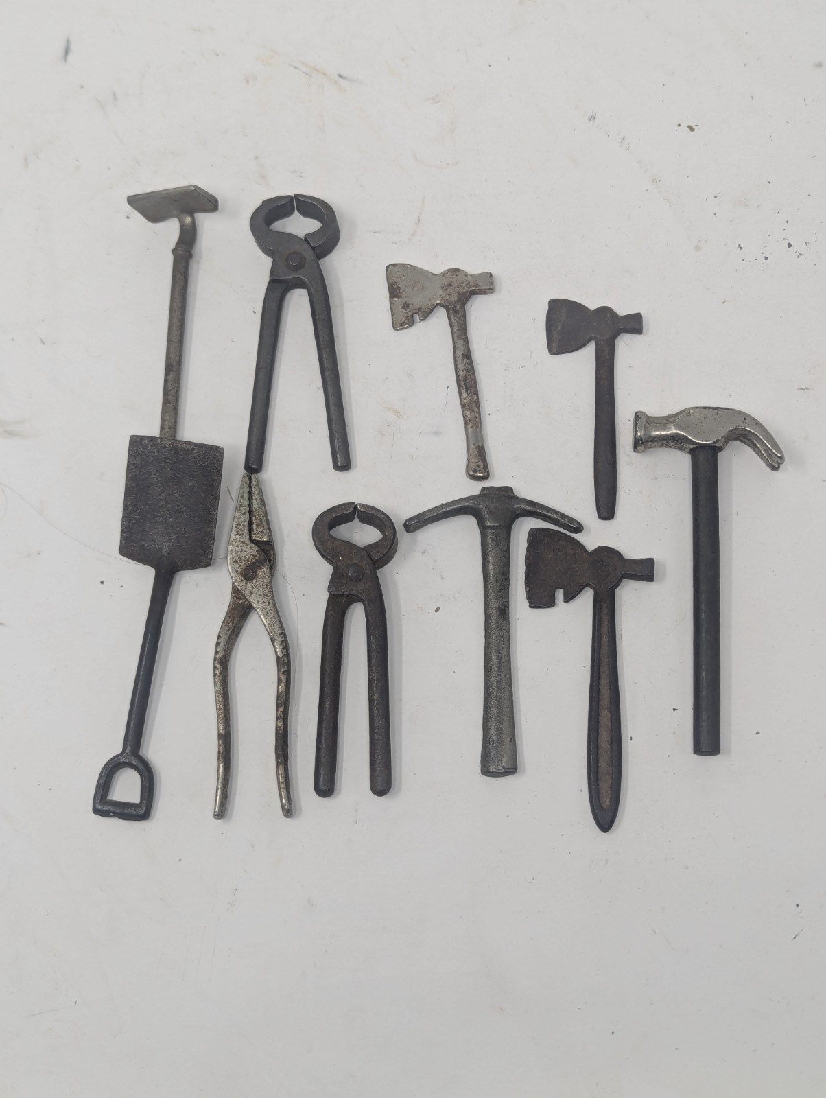 Vintage Miniature Blacksmith Tools Lot Salesman Samples Tongs Hammers Shovel Vintage Miniature Blacksmith Tools Lot Salesman Samples Tongs Hammers Shovel