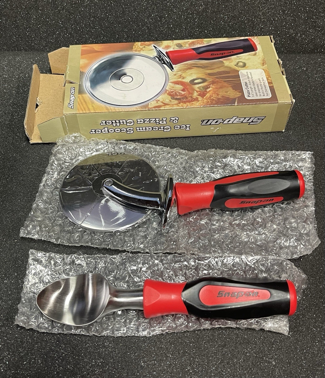 Snap-on Tools Ice Cream Scooper Pizza Cutter Set Instinct Handle NIB SSX12T111 Snap-on Tools Ice Cream Scooper Pizza Cutter Set Instinct Handle NIB SSX12T111