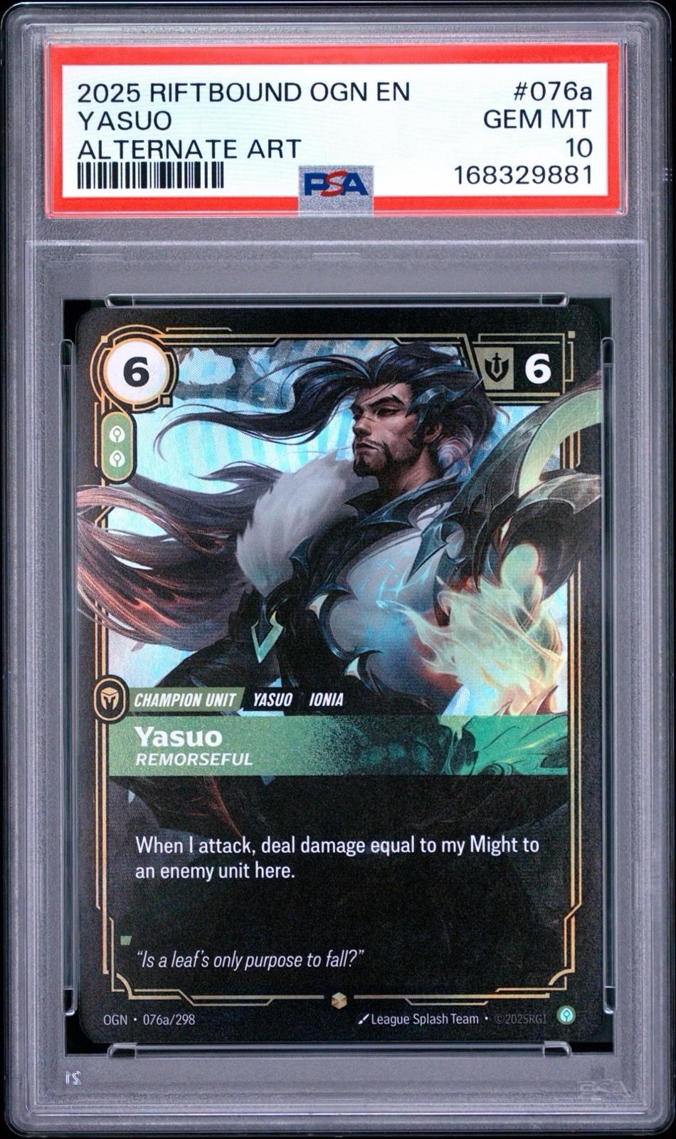2025 RIFTBOUND: LEAGUE OF LEGENDS OGN-ORIGINS #076A YASUO - REMORSEFUL PSA 10 2025 RIFTBOUND: LEAGUE OF LEGENDS OGN-ORIGINS #076A YASUO - REMORSEFUL PSA 10
