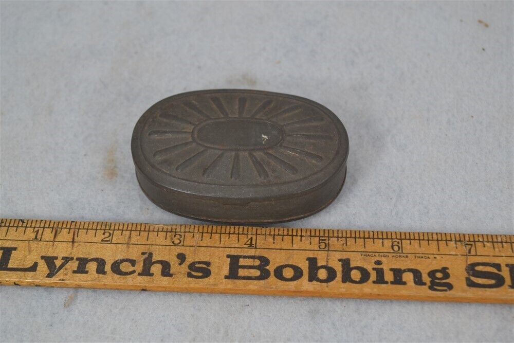 1700s  antique small tin box pocket tobacco matches flint military 3 in 18th