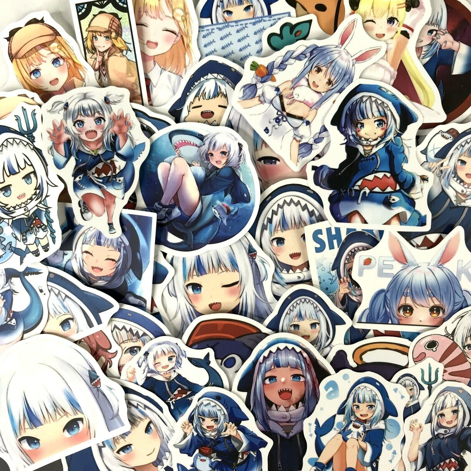 50pc Gawr Gura Hololive Shark Laptop Shrimp Anime Girl Decal Sticker Pack