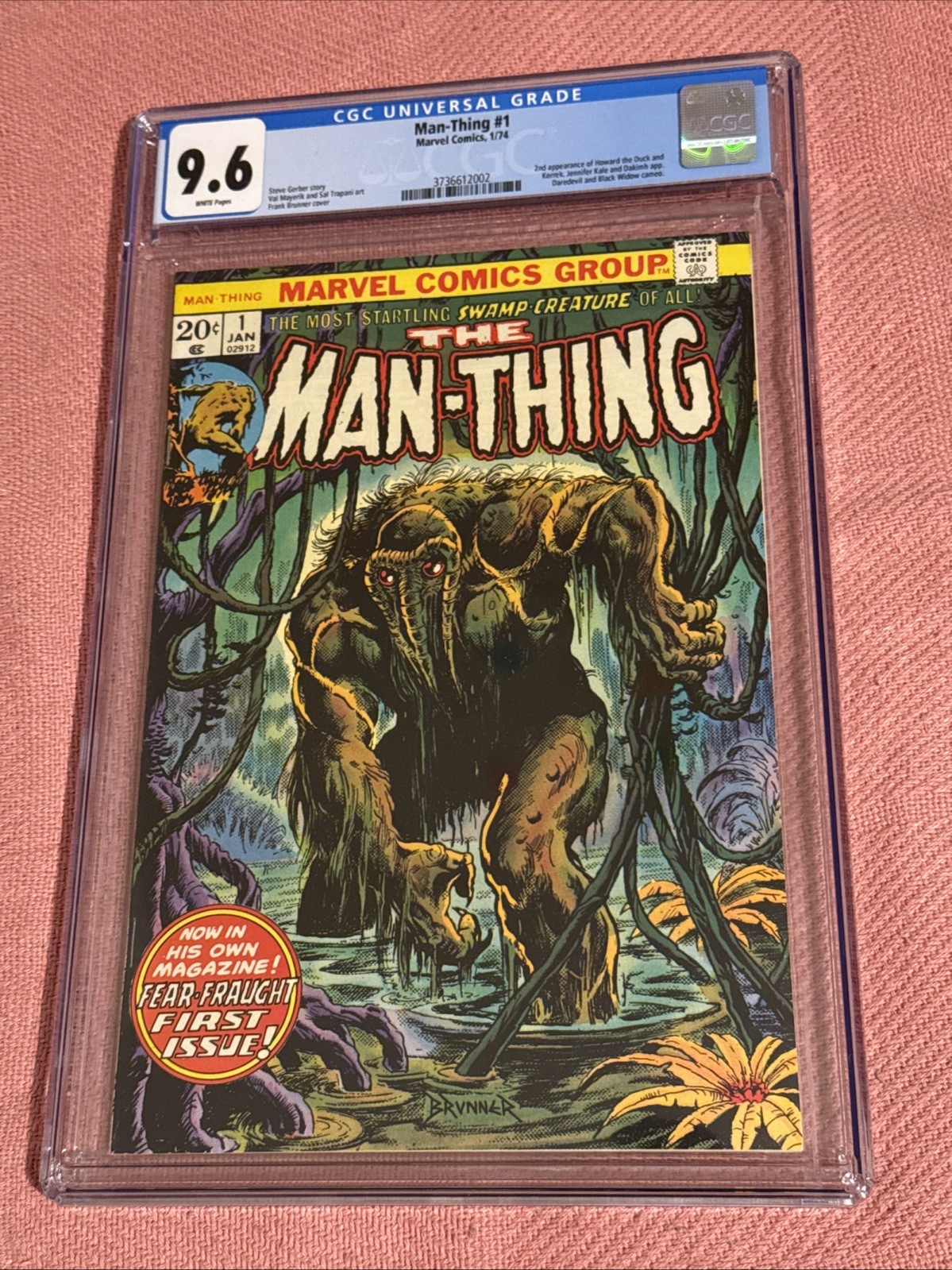 Man-Thing #1, CGC 9.6, White Pages, 2nd Howard the Duck App., Marvel, 1974 Man-Thing #1, CGC 9.6, White Pages, 2nd Howard the Duck App., Marvel, 1974