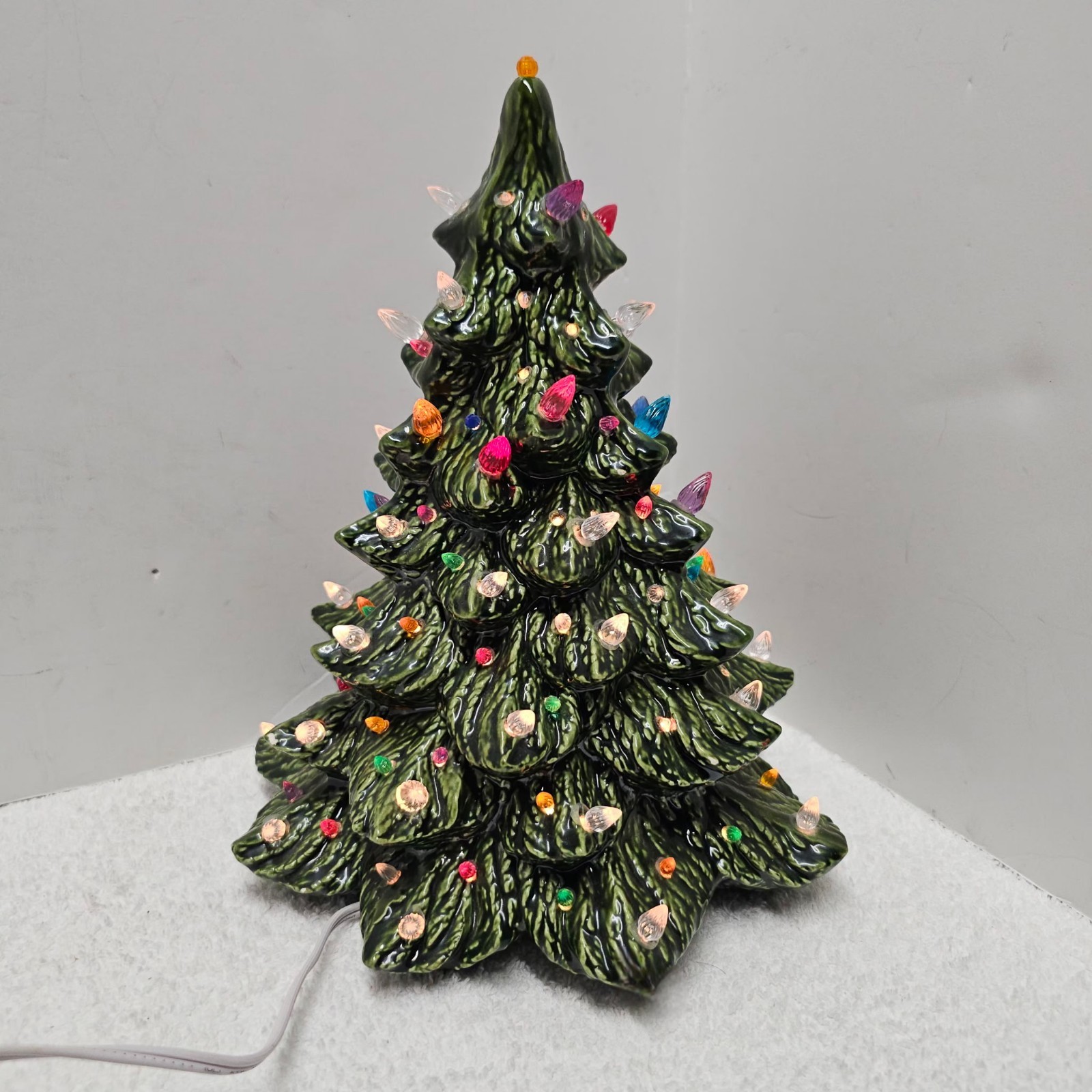 Vintage 1982 Ceramic Light Up Christmas Tree 12 Atlantic Molds  NO BASE Green