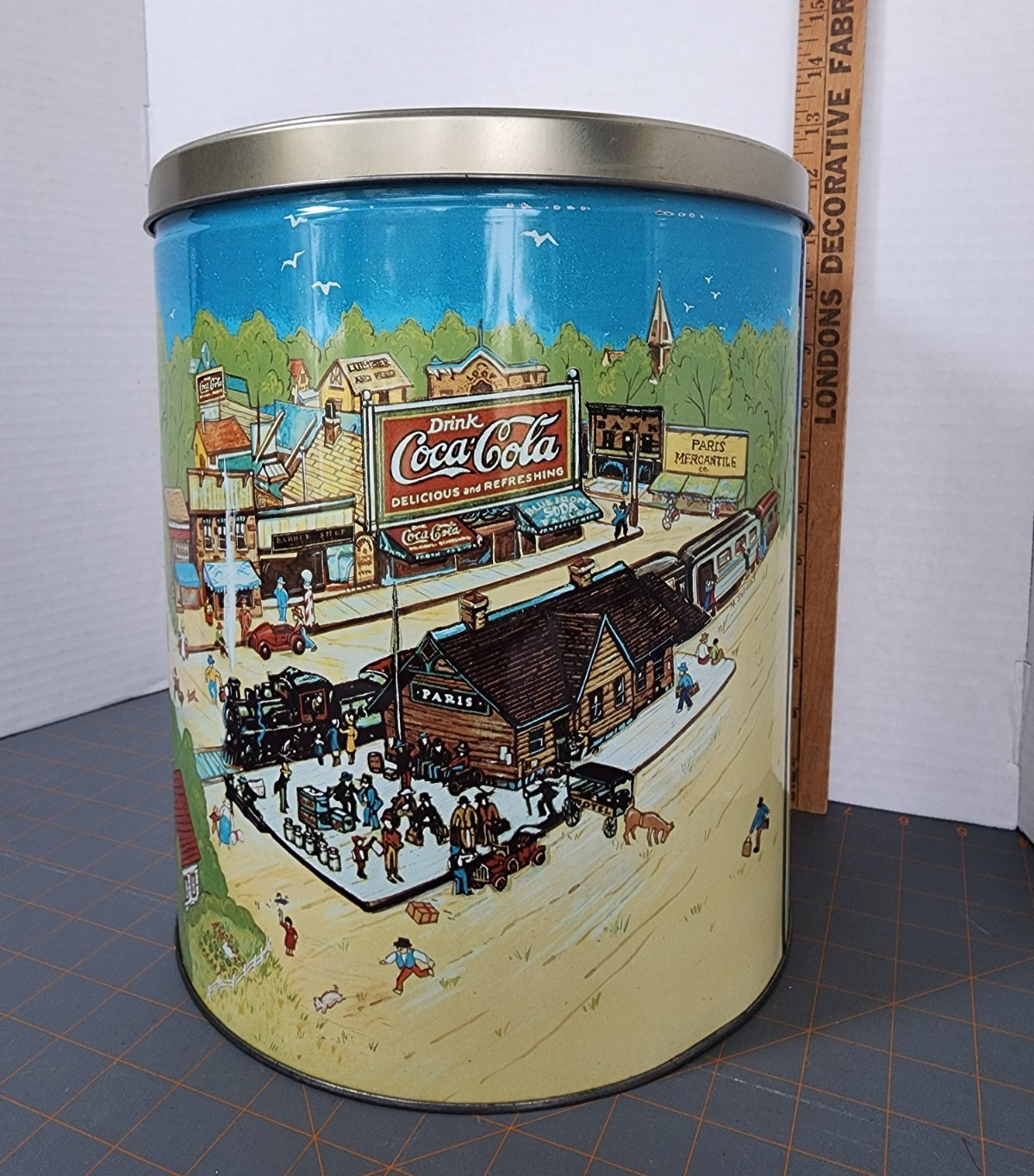 Vintage 1990 Coca-Cola Coke Large Tin, Train, Station, Circus, Parade Elephants Vintage 1990 Coca-Cola Coke Large Tin, Train, Station, Circus, Parade Elephants