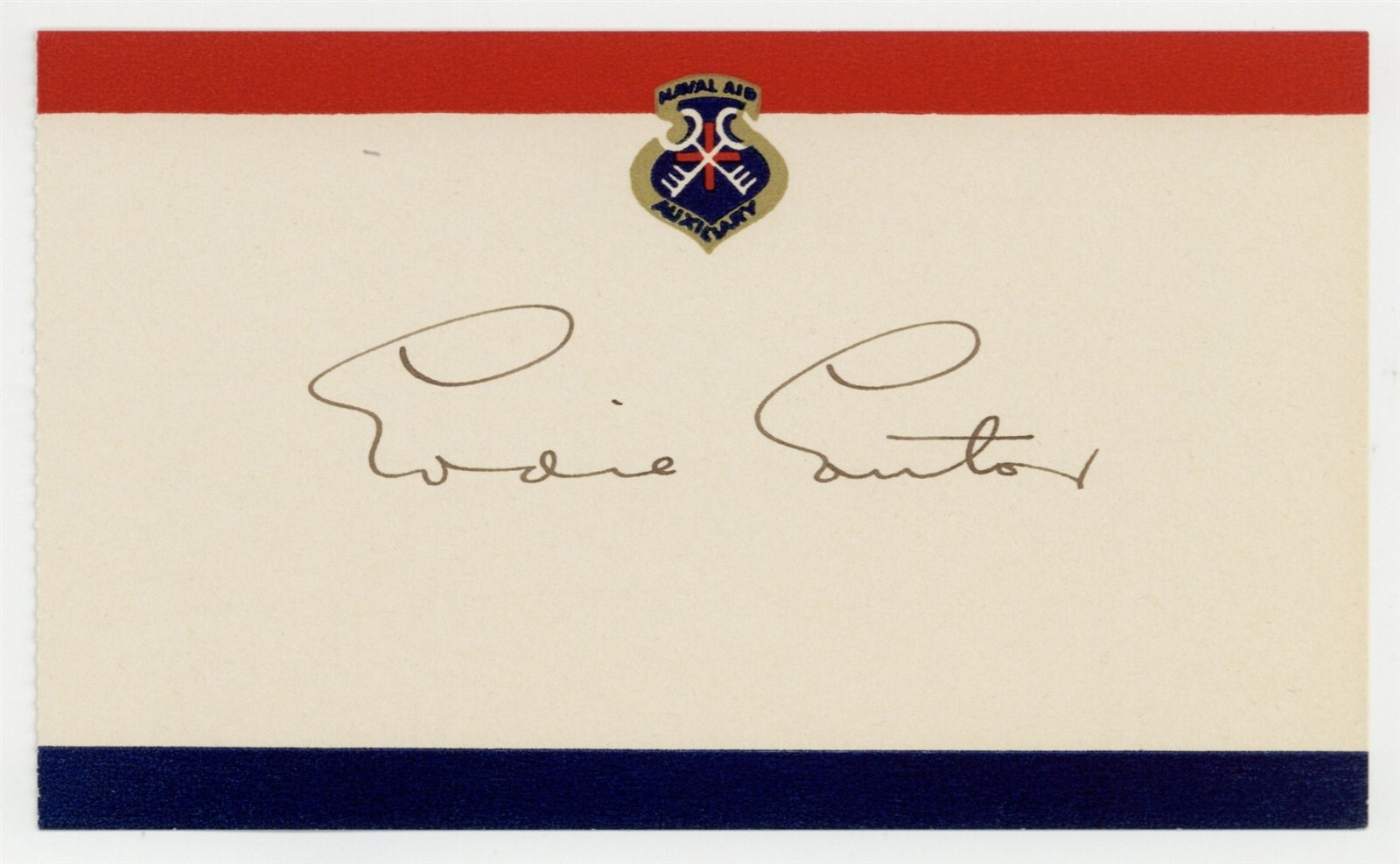 Eddie Cantor Hand Signed 1940 Naval Aid Auxiliary Card Comedian USN US Navy Eddie Cantor Hand Signed 1940 Naval Aid Auxiliary Card Comedian USN US Navy