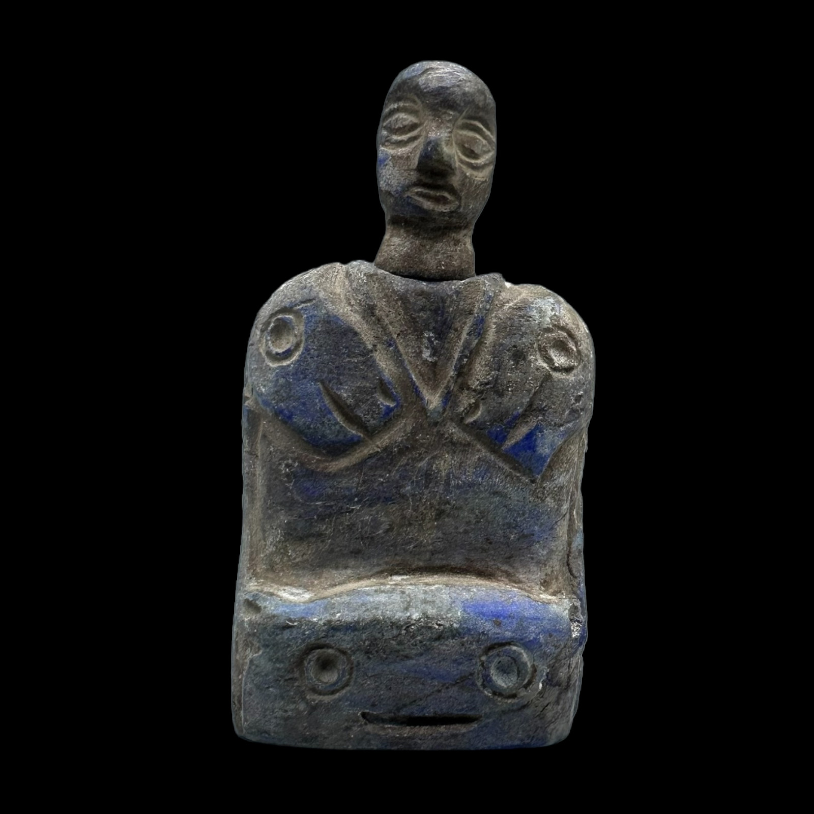 Authentic ancient bactrain lapis stone seated idol statue Authentic ancient bactrain lapis stone seated idol statue