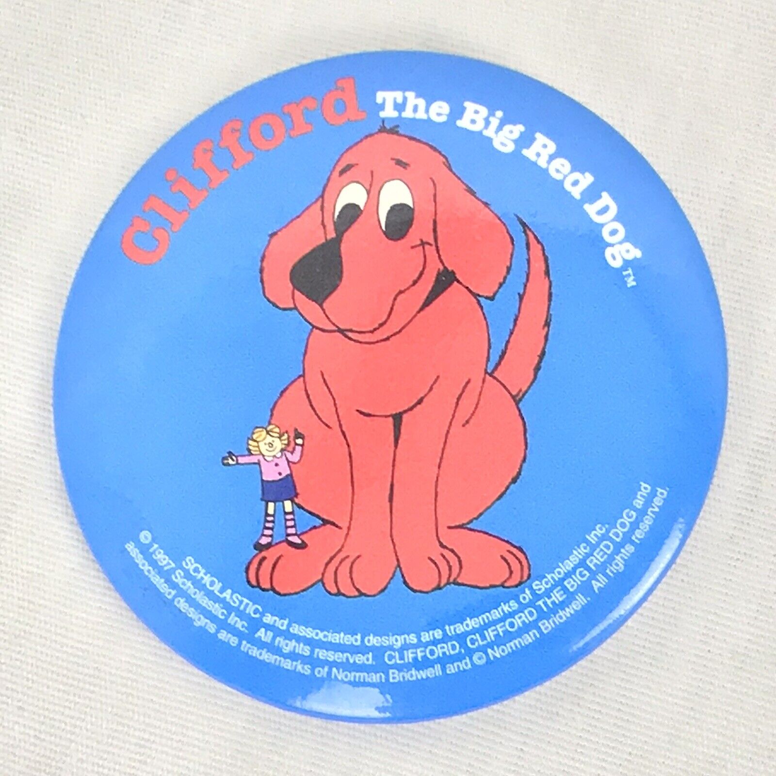 Vintage Clifford The Big Red Dog Pinback Button Pin Scholastic 1997
