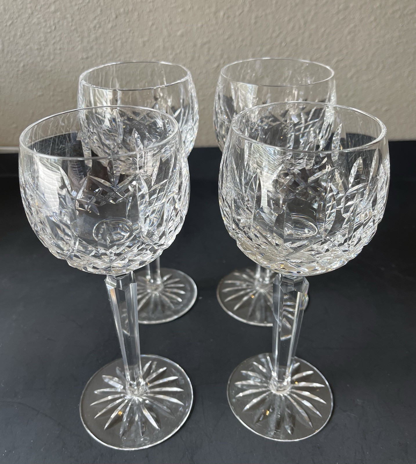 Vtg.Waterford Lismore Crystal Hock Wine Stemware Glasses Set of 4 Vtg.Waterford Lismore Crystal Hock Wine Stemware Glasses Set of 4