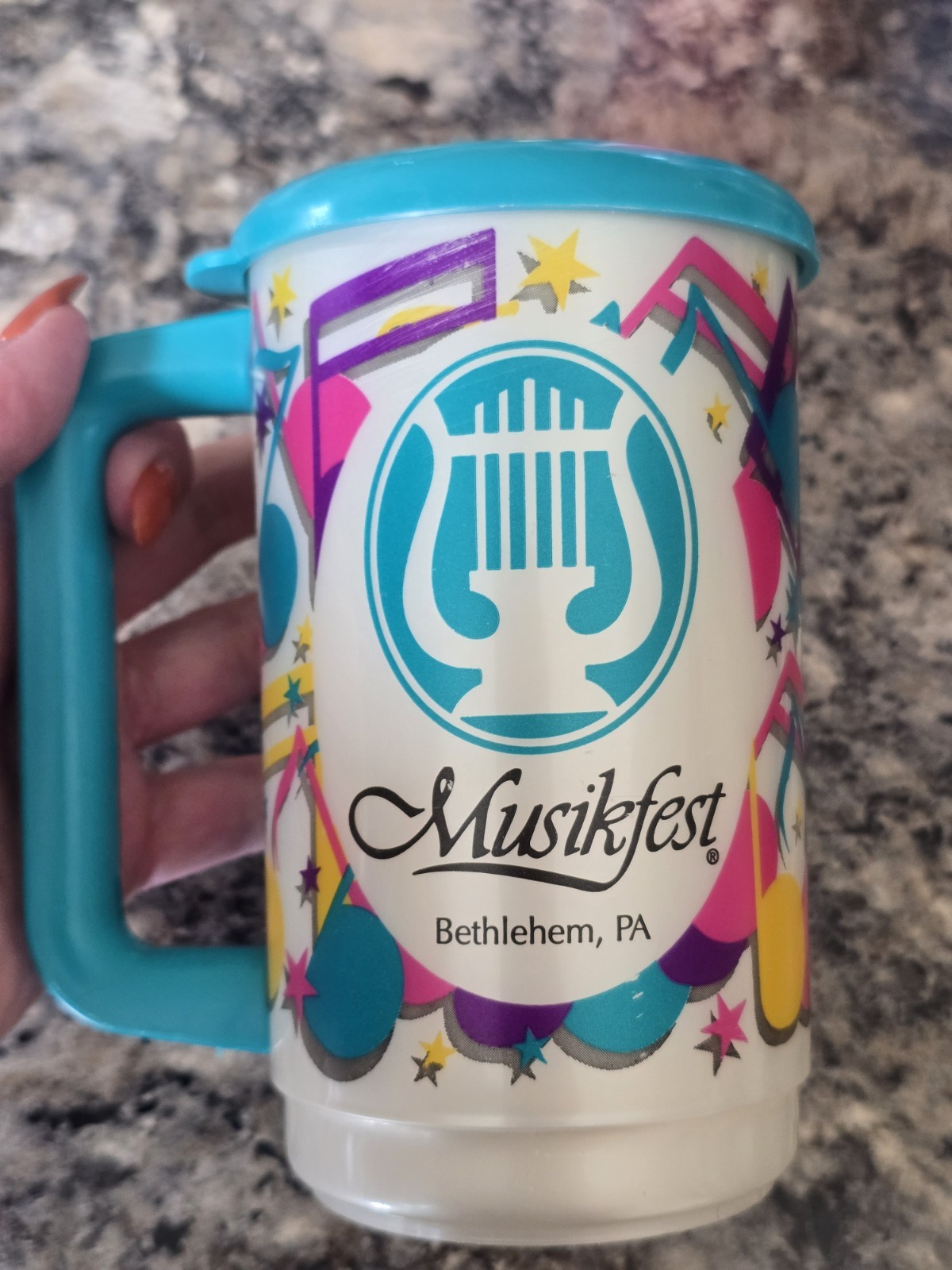 RARE Vintage 1990s Teal MUSIKFEST 22 oz Beer Mug Soda Mug Bethlehem PA RARE Vintage 1990s Teal MUSIKFEST 22 oz Beer Mug Soda Mug Bethlehem PA