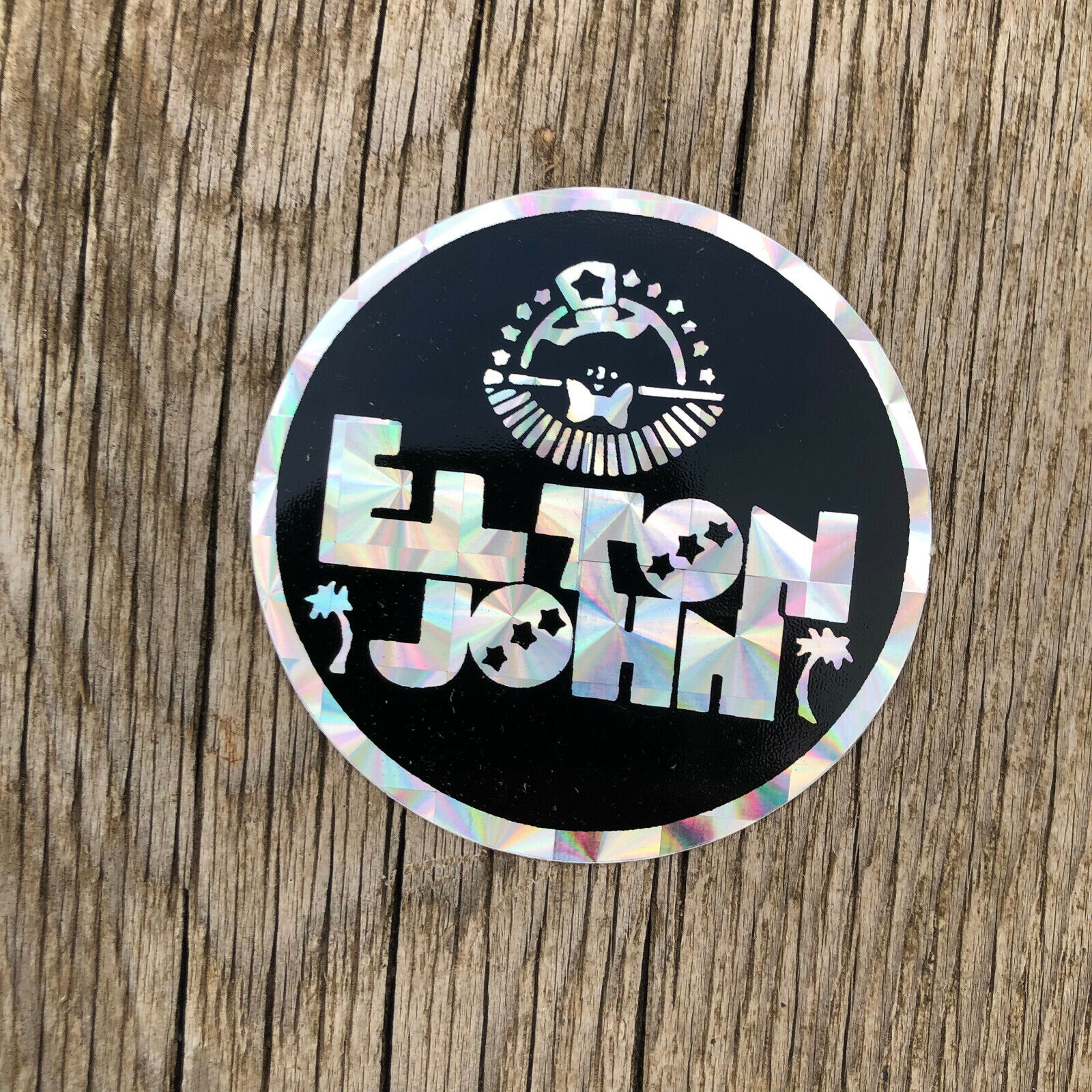 SINGLE Vintage Prismatic Decal 1980s Elton John Music Prism Sticker NOS