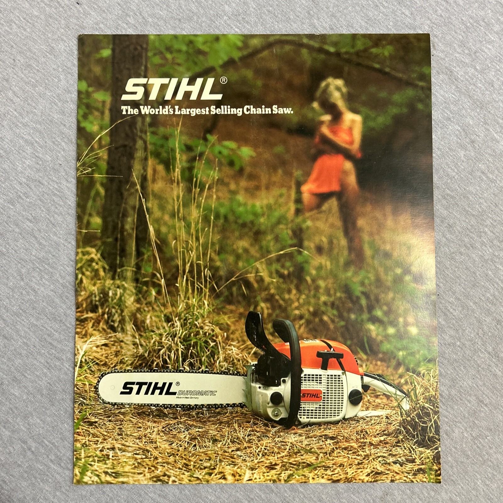 Vintage 1970s STIHL Chainsaw Poster Worlds Largest Selling Chainsaw 16" x 20" Vintage 1970s STIHL Chainsaw Poster Worlds Largest Selling Chainsaw 16" x 20"
