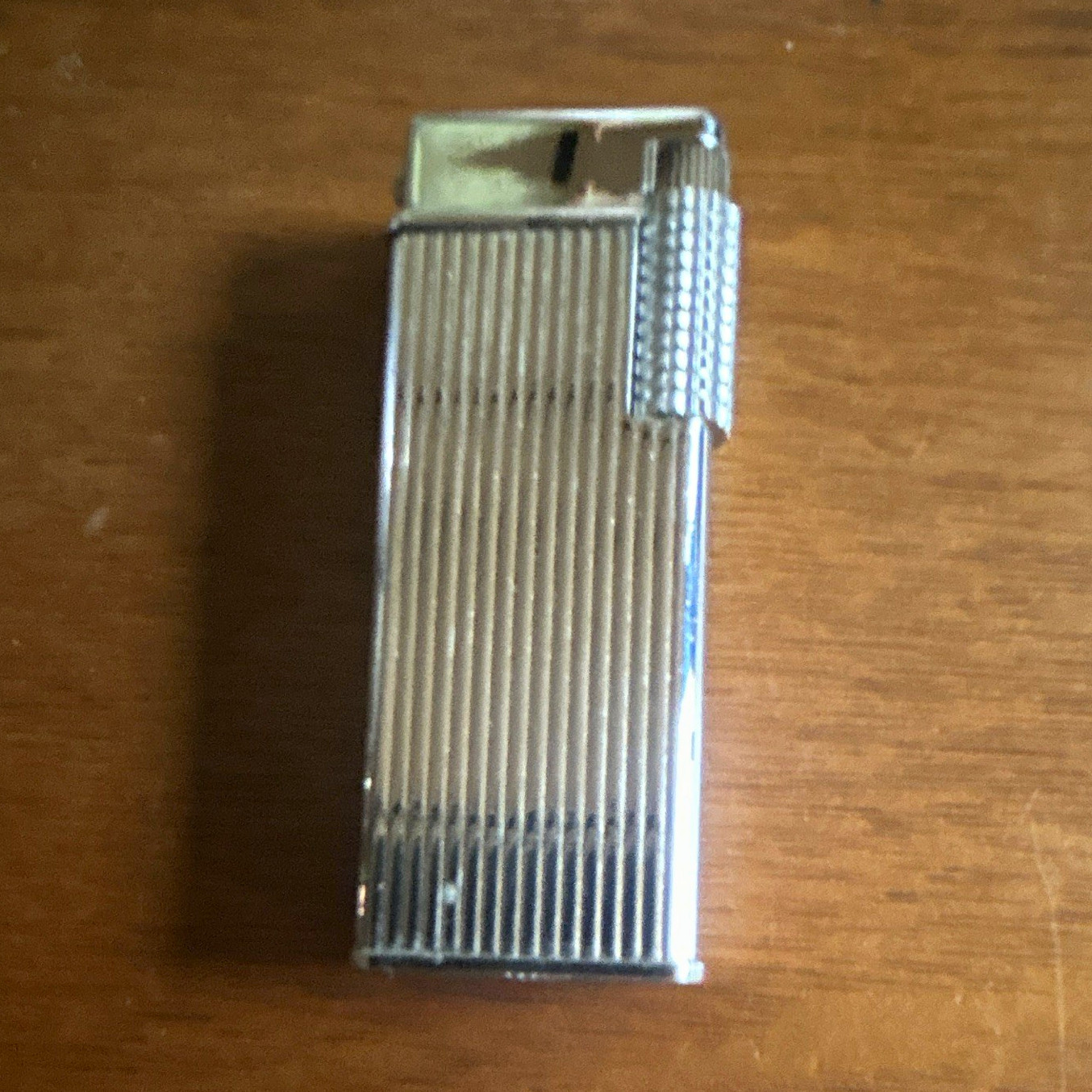 Vintage 1970s CRISTO Silver Tone Ribbed Metal Butane Pocket Lighter By ZAIMA 