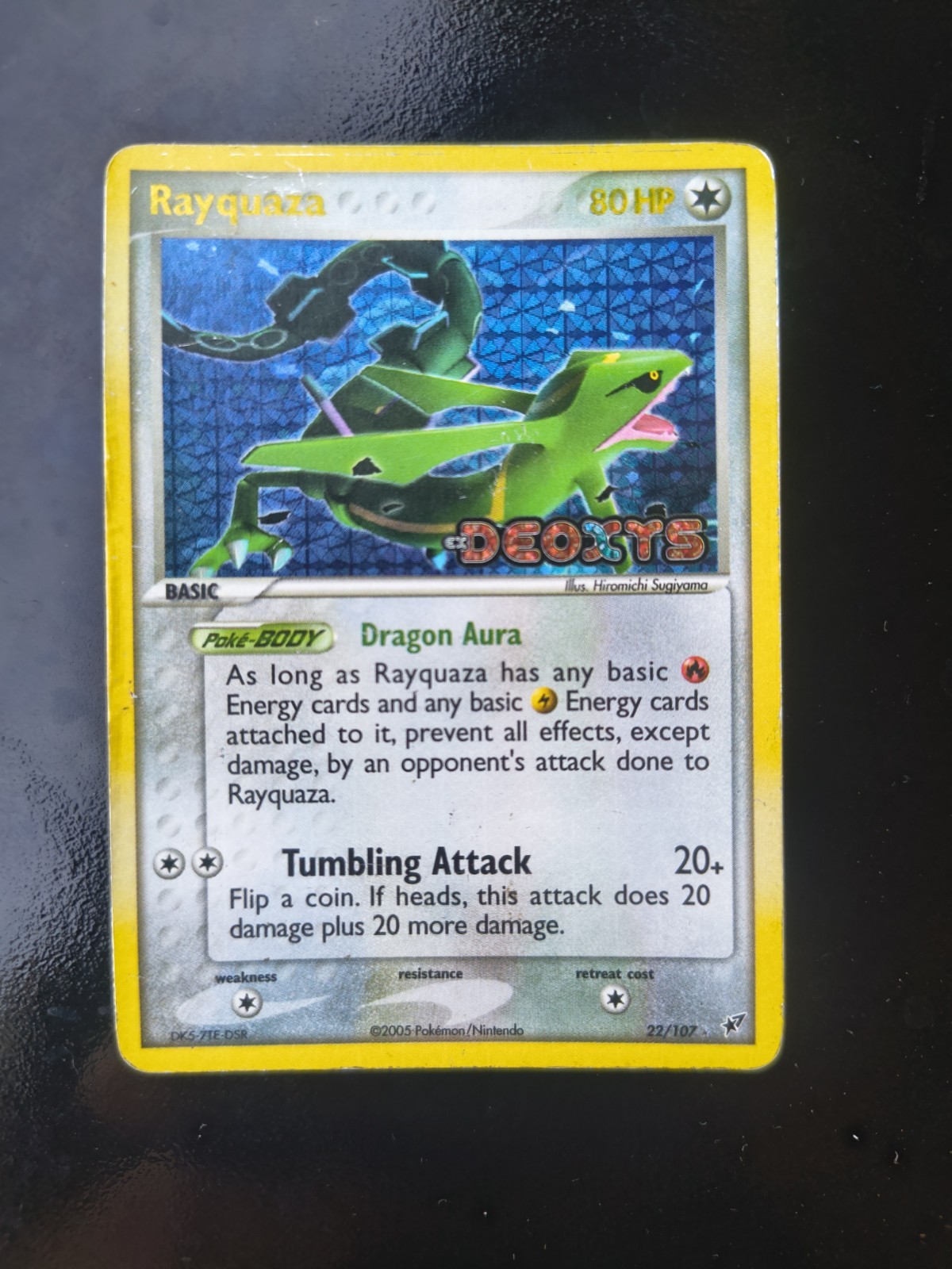 RAYQUAZA Pokemon 2005 ex Deoxys 22/107 eng stamped reverse poor PSA 1 candidate RAYQUAZA Pokemon 2005 ex Deoxys 22/107 eng stamped reverse poor PSA 1 candidate