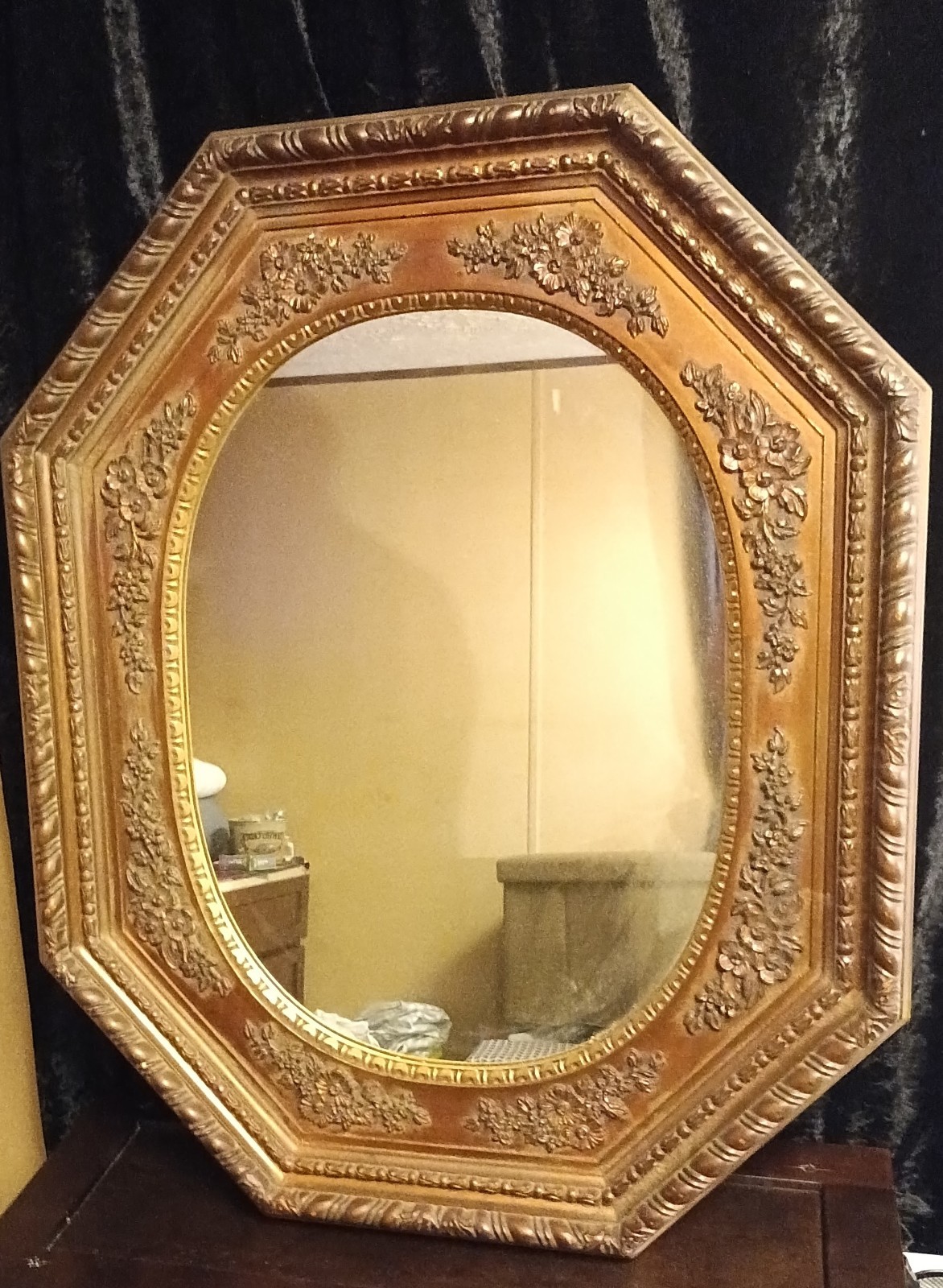 VTG 70s MCM Regency Ornate Gold Metallic Floral Hexagon VTG 70s MCM Regency Ornate Gold Metallic Floral Hexagon