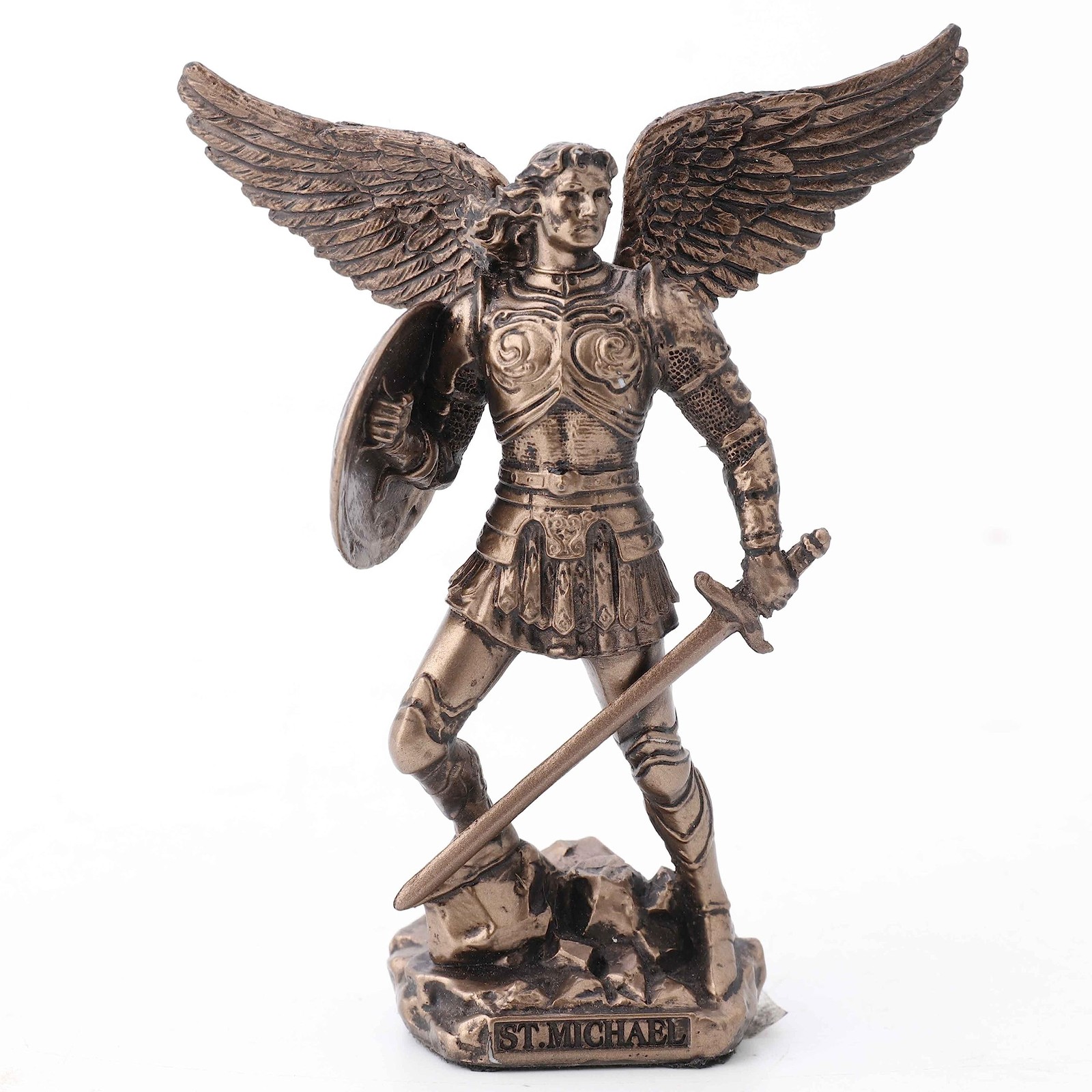 Veronese Design 4.2" Archangel Saint Michael Figurine, Painted Bronze Finish Veronese Design 4.2" Archangel Saint Michael Figurine, Painted Bronze Finish
