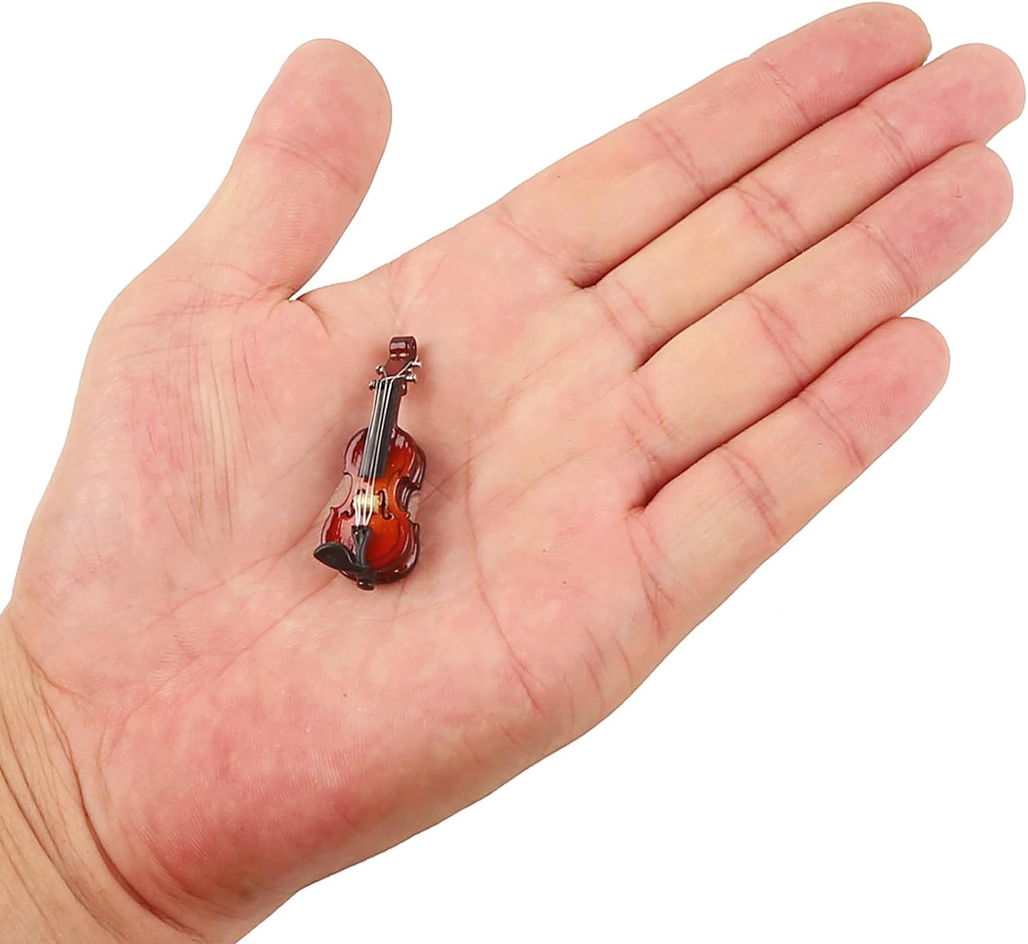 Wooden Miniature Violin with Bow and Case 1/12 Scale Dollhouse Acces...