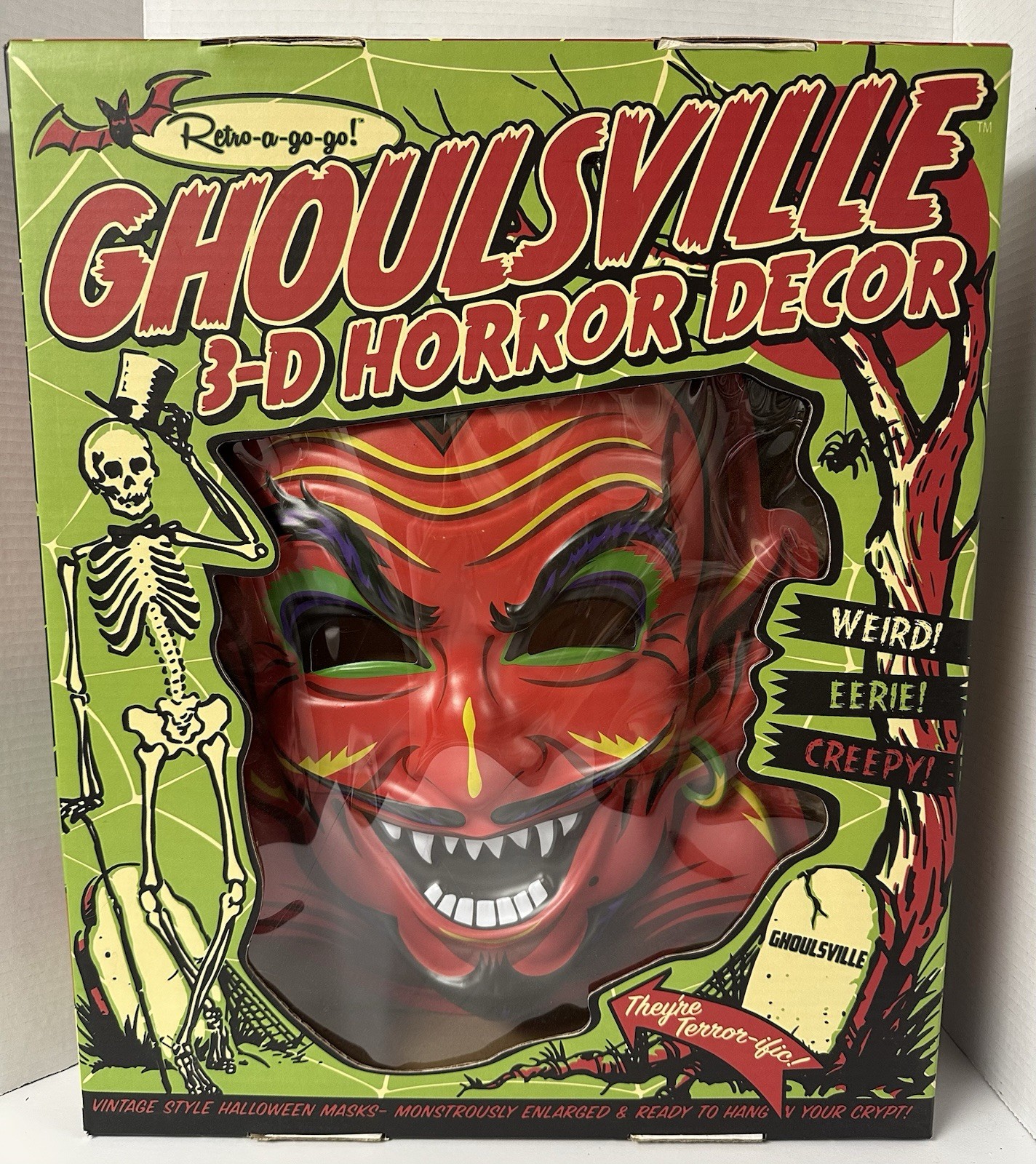 Ghoulsville Retro-a-go-go Fire Ball Devil (Rare) Doug P’Gosh Boxed Horror Mask