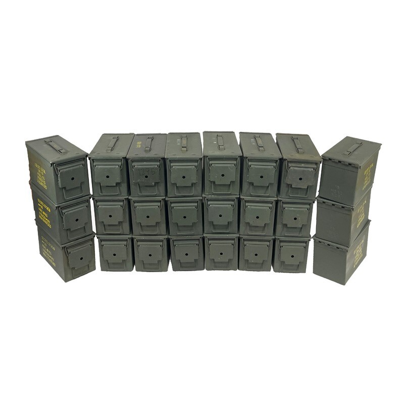 24 cans Grade 1 50 cal empty ammo cans 24 Total Excellent Cans 24 cans Grade 1 50 cal empty ammo cans 24 Total Excellent Cans