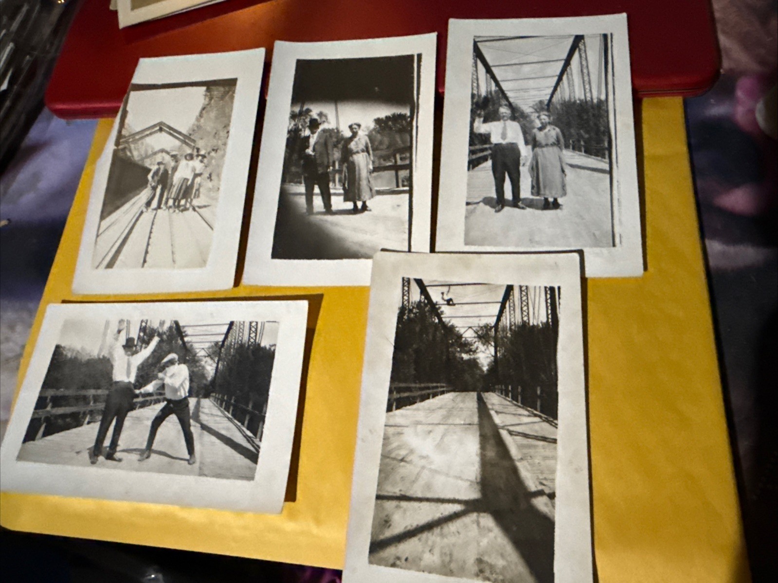 Lot of 5 RPPC Postcards of People & Bridges