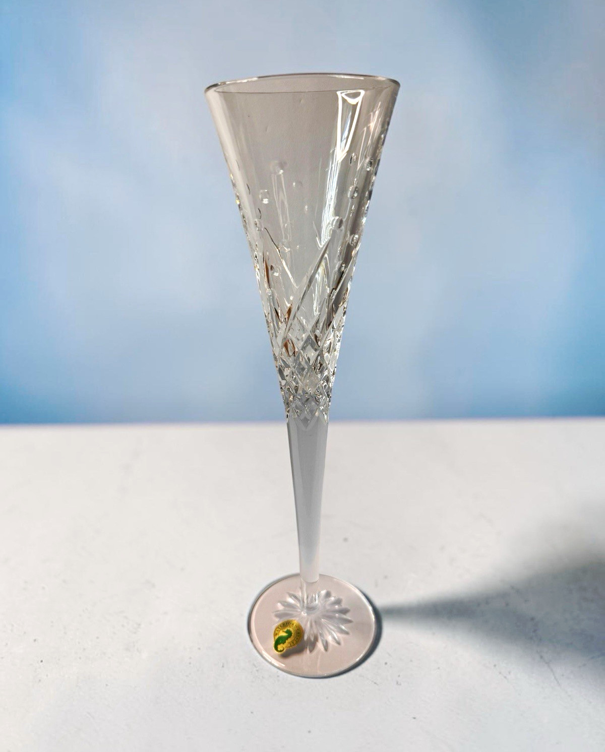Waterford Clear Cut Crystal Stemmed Champagne Flute Glass 11 in Wishes 