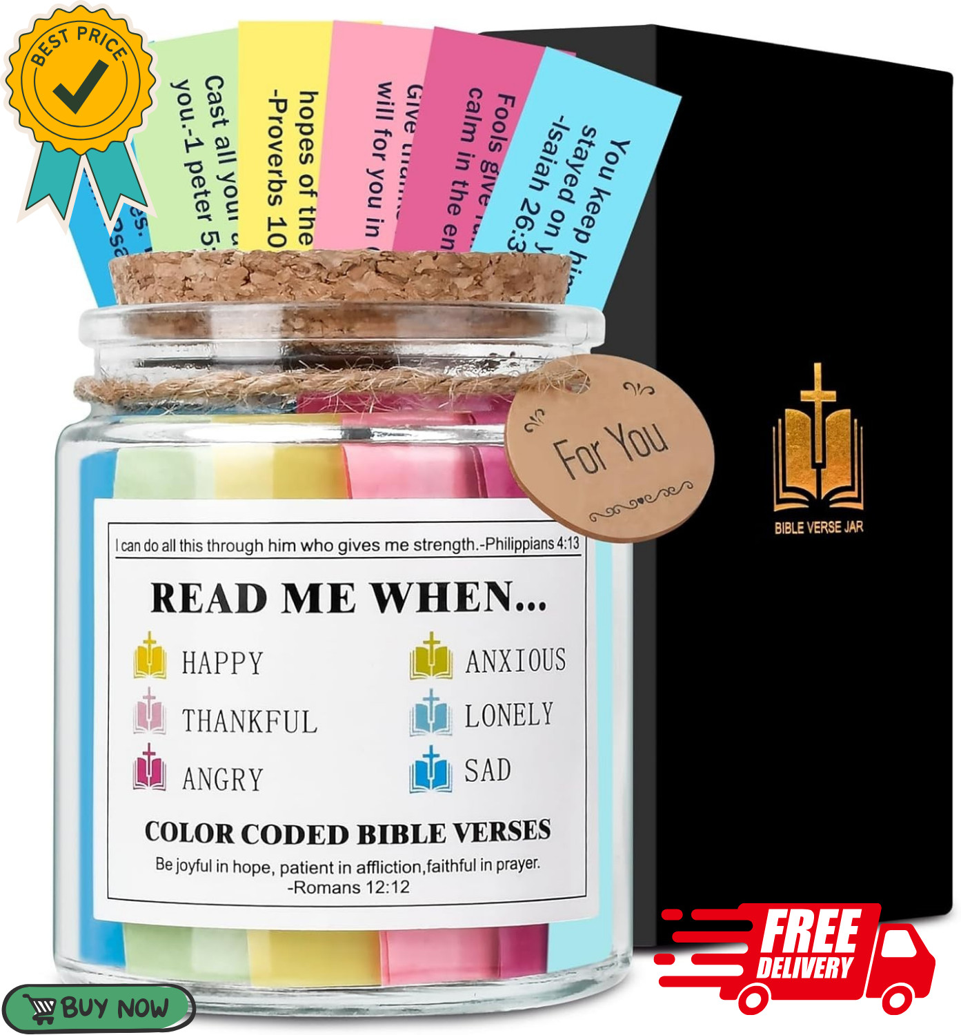 Christian Gifts for Women Bible Verse Jar 90 Color Coded Bible Verses in a Jar Christian Gifts for Women Bible Verse Jar 90 Color Coded Bible Verses in a Jar