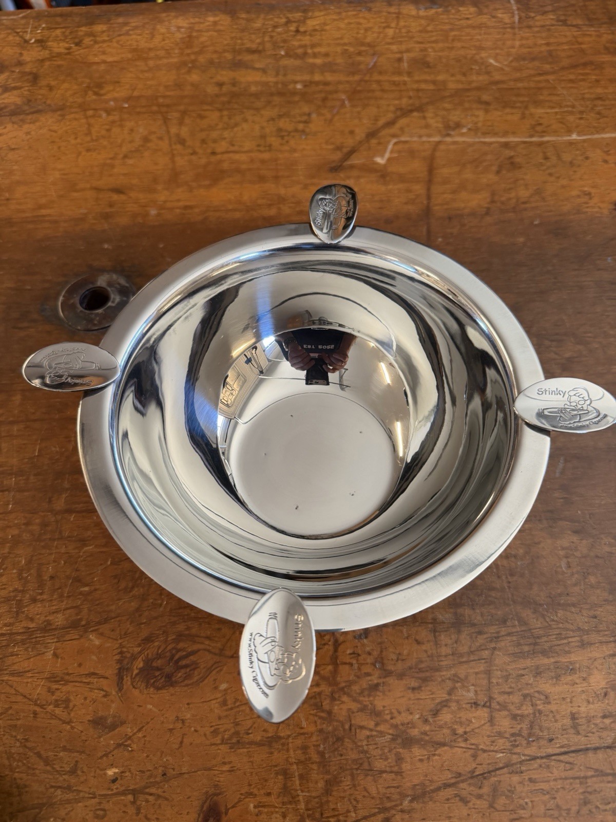 Stinky Cigar Ashtray, Stainless Steel-4 Steel Stirrups-Brand New-8” x 3” Stinky Cigar Ashtray, Stainless Steel-4 Steel Stirrups-Brand New-8” x 3”