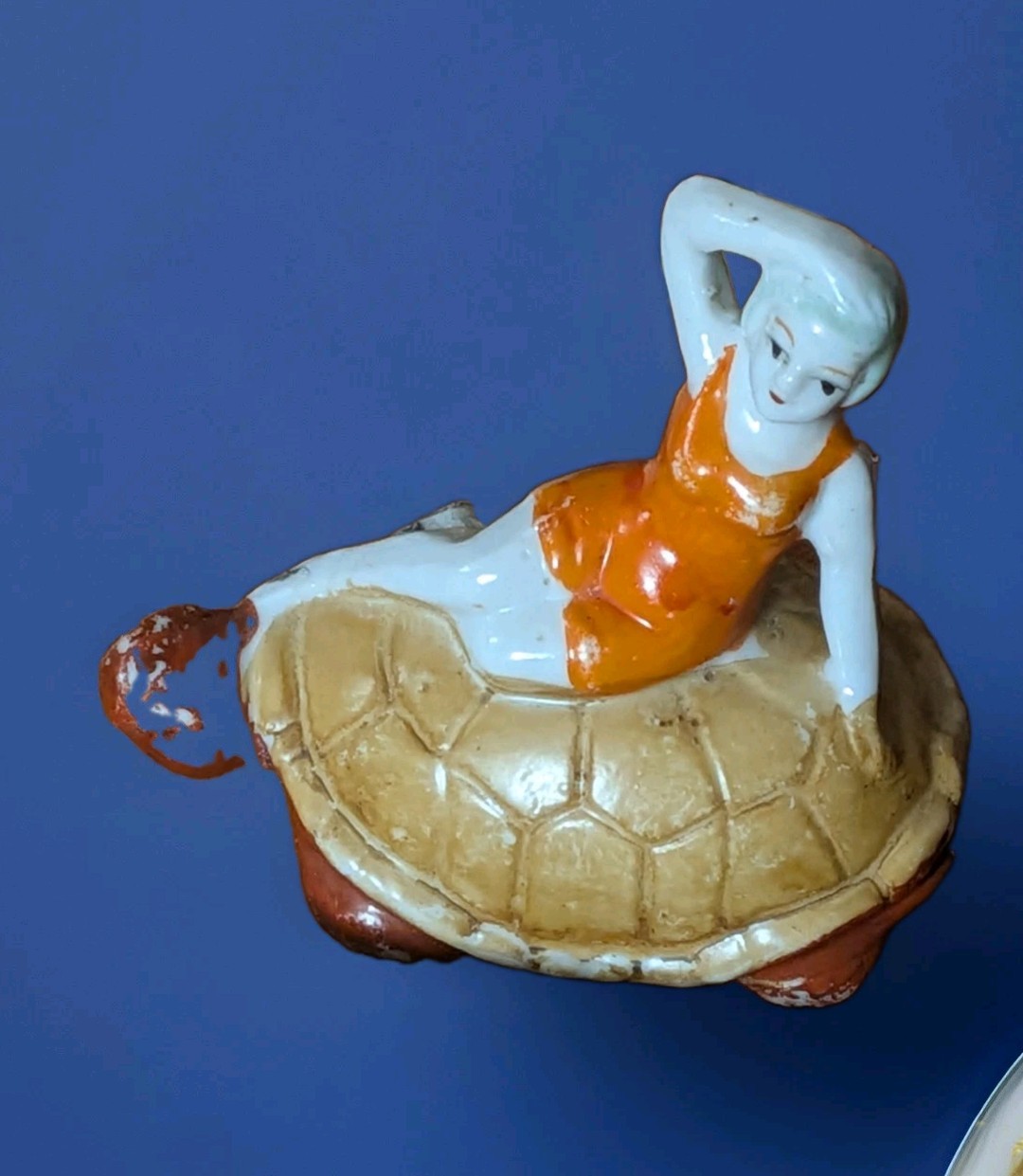 vintage bathing beauty figurine art deco lounging On A sea turtle made in japan vintage bathing beauty figurine art deco lounging On A sea turtle made in japan