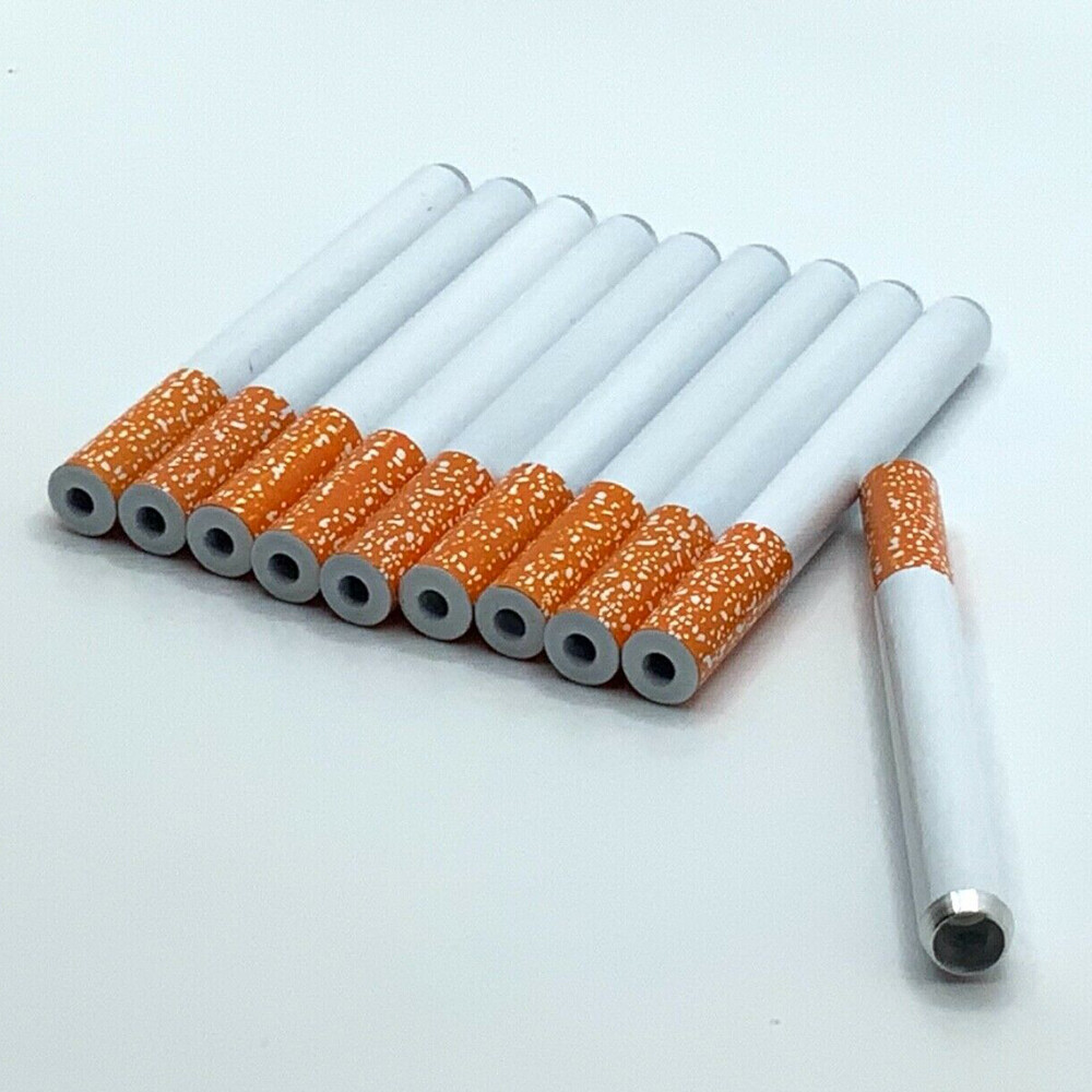 10 x 3" Metal One Hitter Dugout Smoking Pipe Cigarette Bat Large Ceramic Tobacco