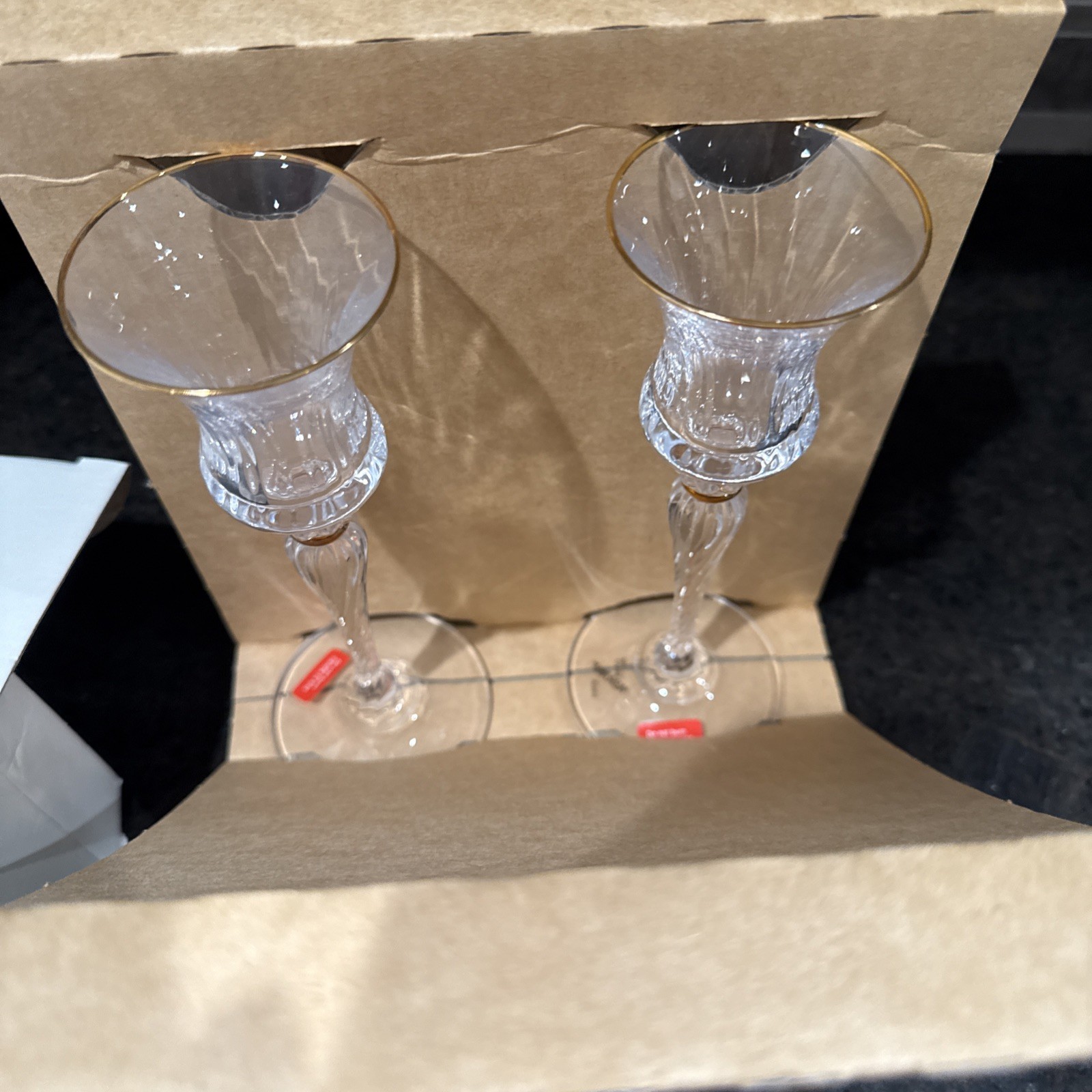 Mikasa TRAVIATA Crystal Pedestal Candlestick Candle Holder 7½" w/Gold Rim NOS Mikasa TRAVIATA Crystal Pedestal Candlestick Candle Holder 7½" w/Gold Rim NOS