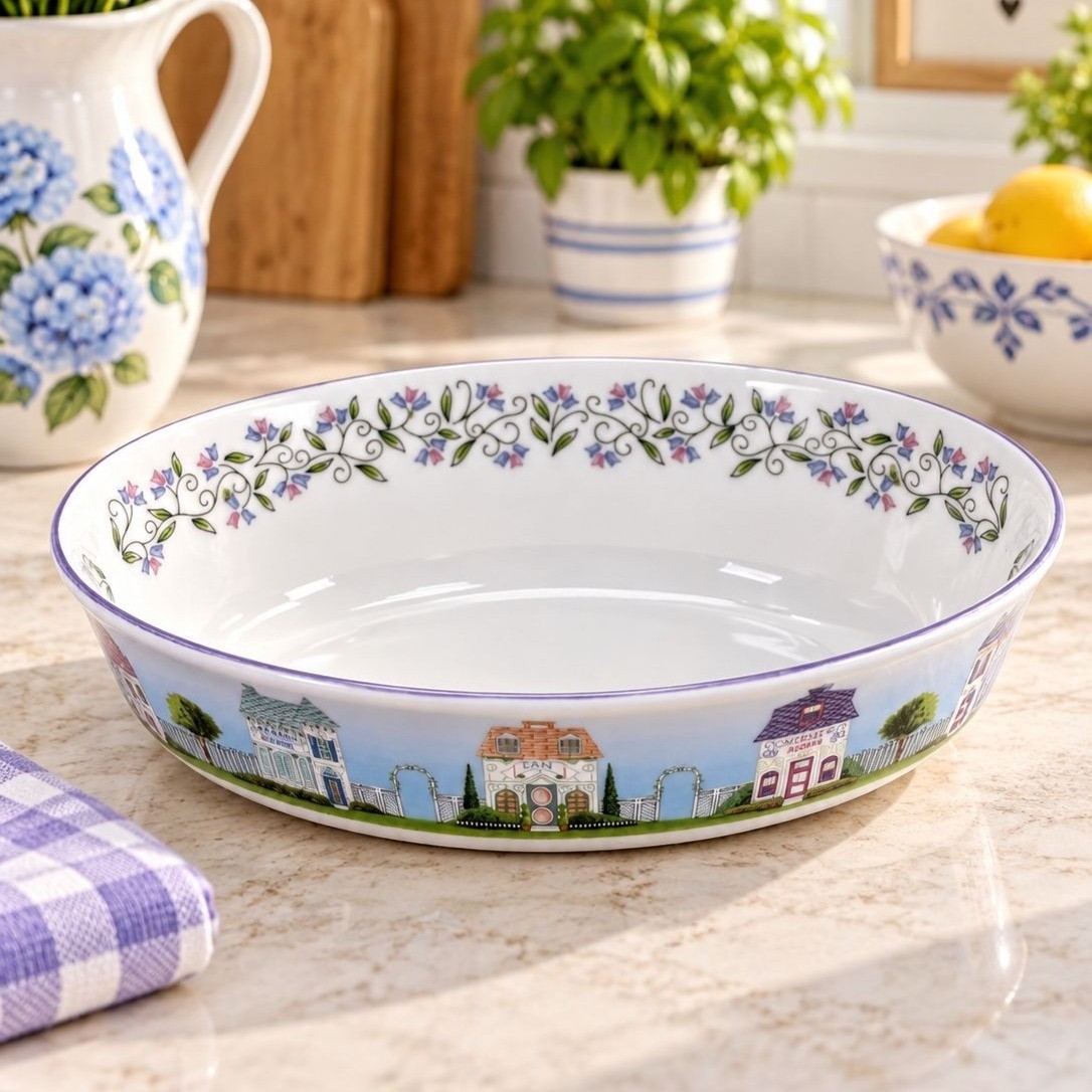 Lenox Spice Village Large Oval Serving Bowl Fine Porcelain 2001 - NEW Lenox Spice Village Large Oval Serving Bowl Fine Porcelain 2001 - NEW