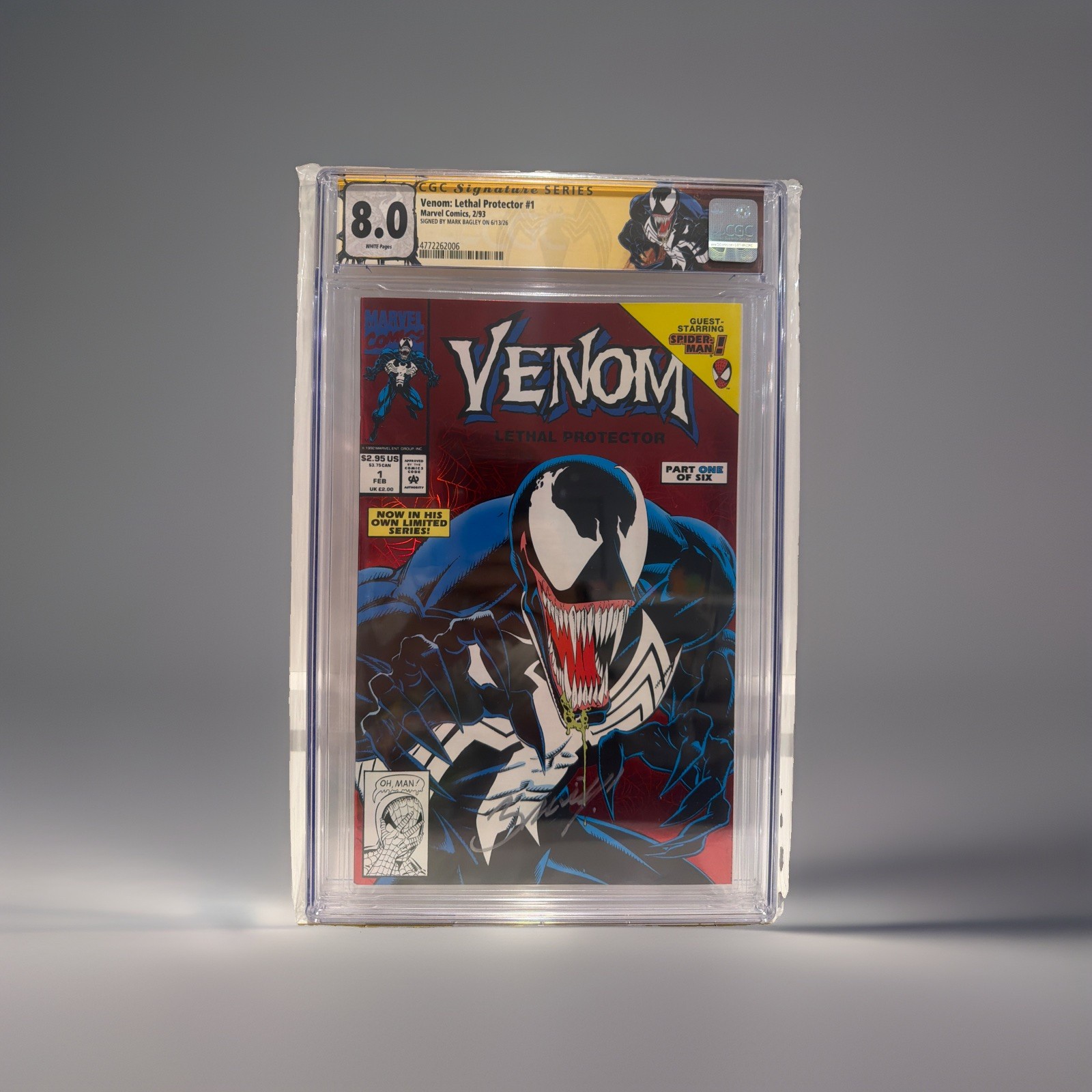 Venom Lethal Protector #1 CGC SS 8.0 Signed Mark Bagley 1993 1st Solo Series Key Venom Lethal Protector #1 CGC SS 8.0 Signed Mark Bagley 1993 1st Solo Series Key